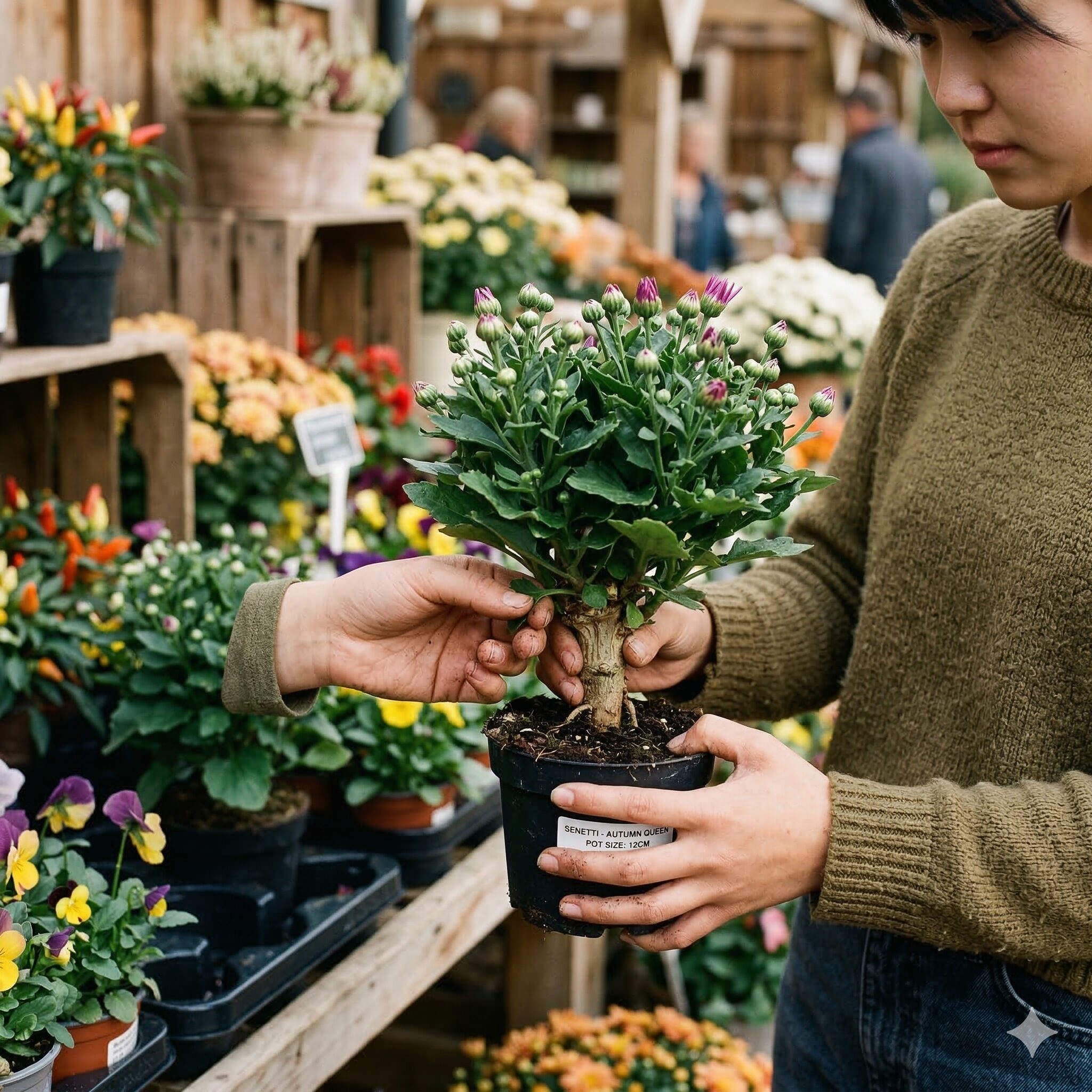 セネッティ 開花 時期2　園芸店で選ぶ株元ががっしりとした健康なセネッティの苗