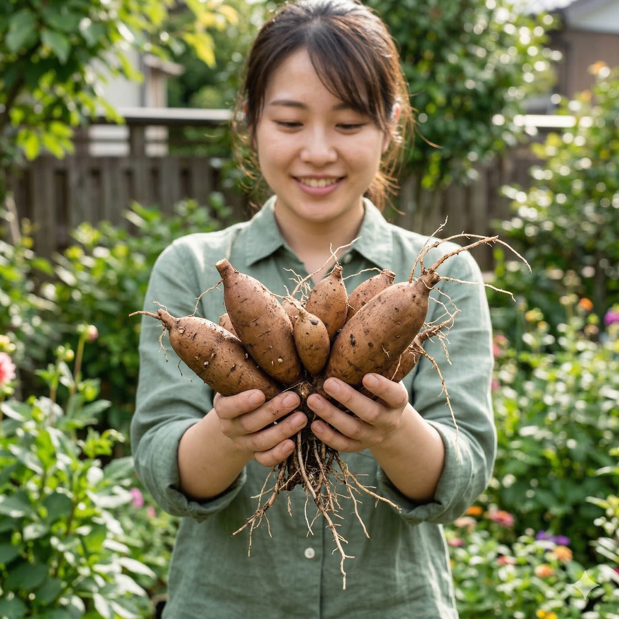 ダリア 鉢植え 冬越し2 冬越し前の健康的でハリのあるダリアの球根(塊根)のクローズアップ