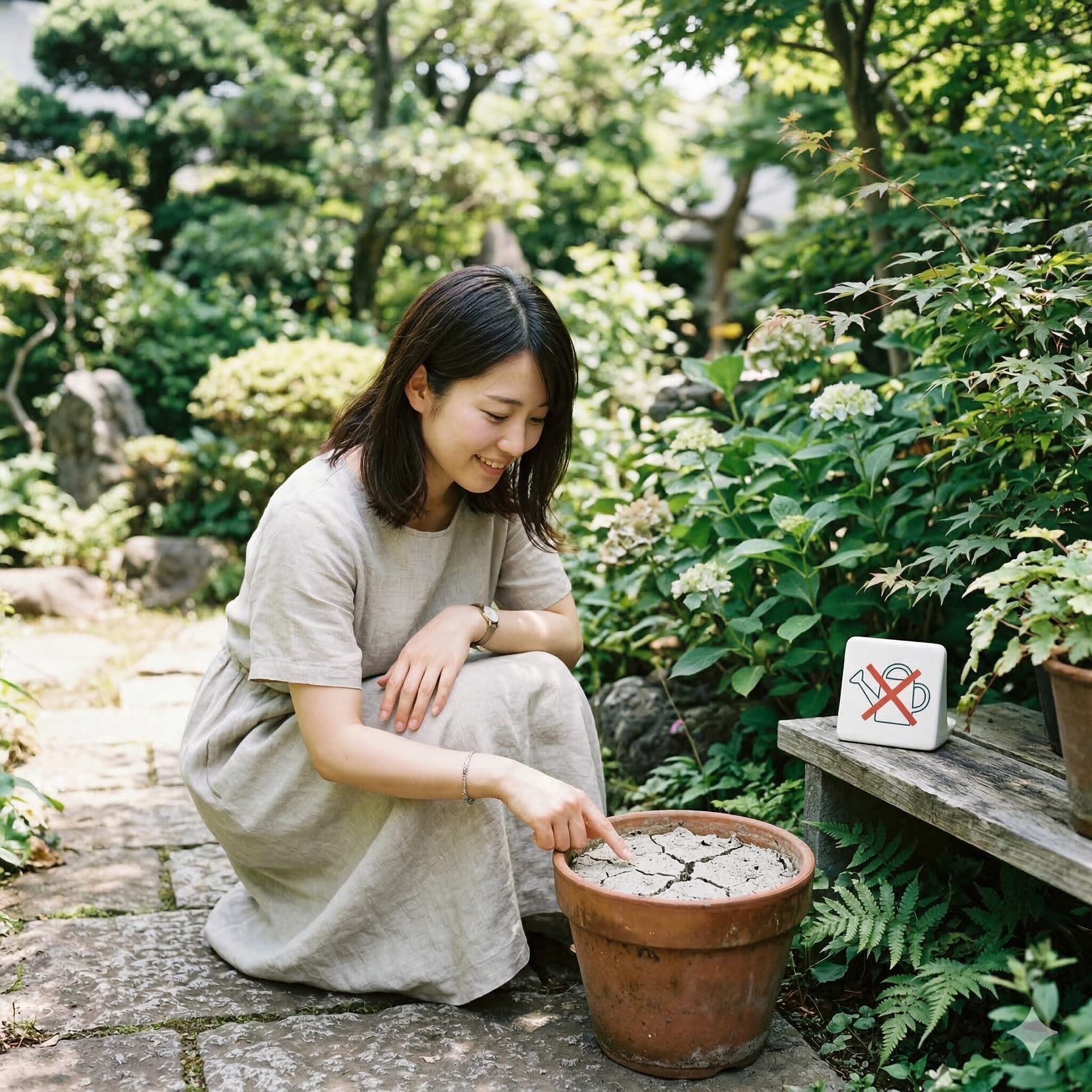 ダリア 鉢植え 冬越し6 ダリアの冬越し中に水やりを控え、乾燥した状態を保っている鉢土の表面