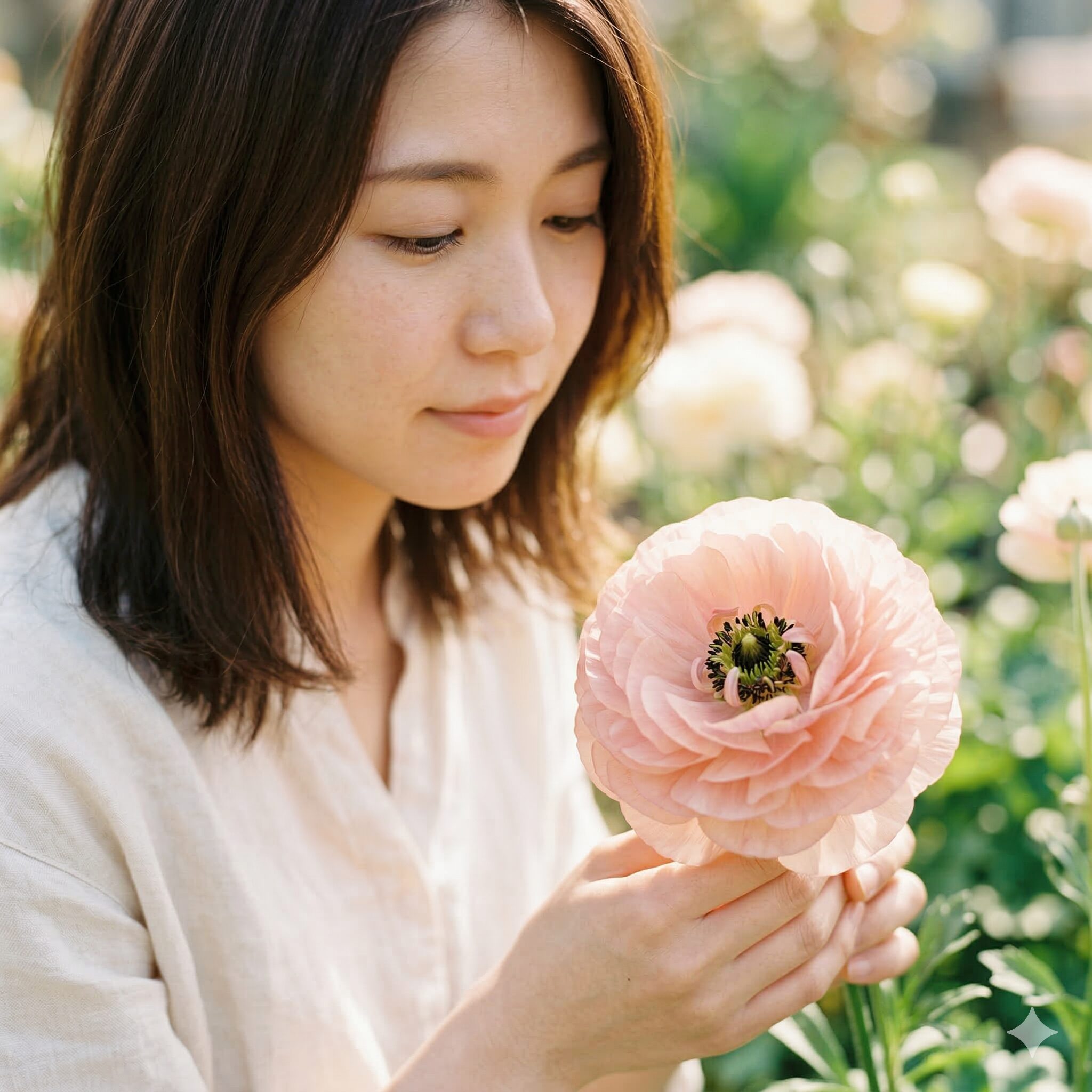 ダリアに似た花5　ダリアのウォーターリリー咲きに似た繊細な花びらのラナンキュラス・シャルロット