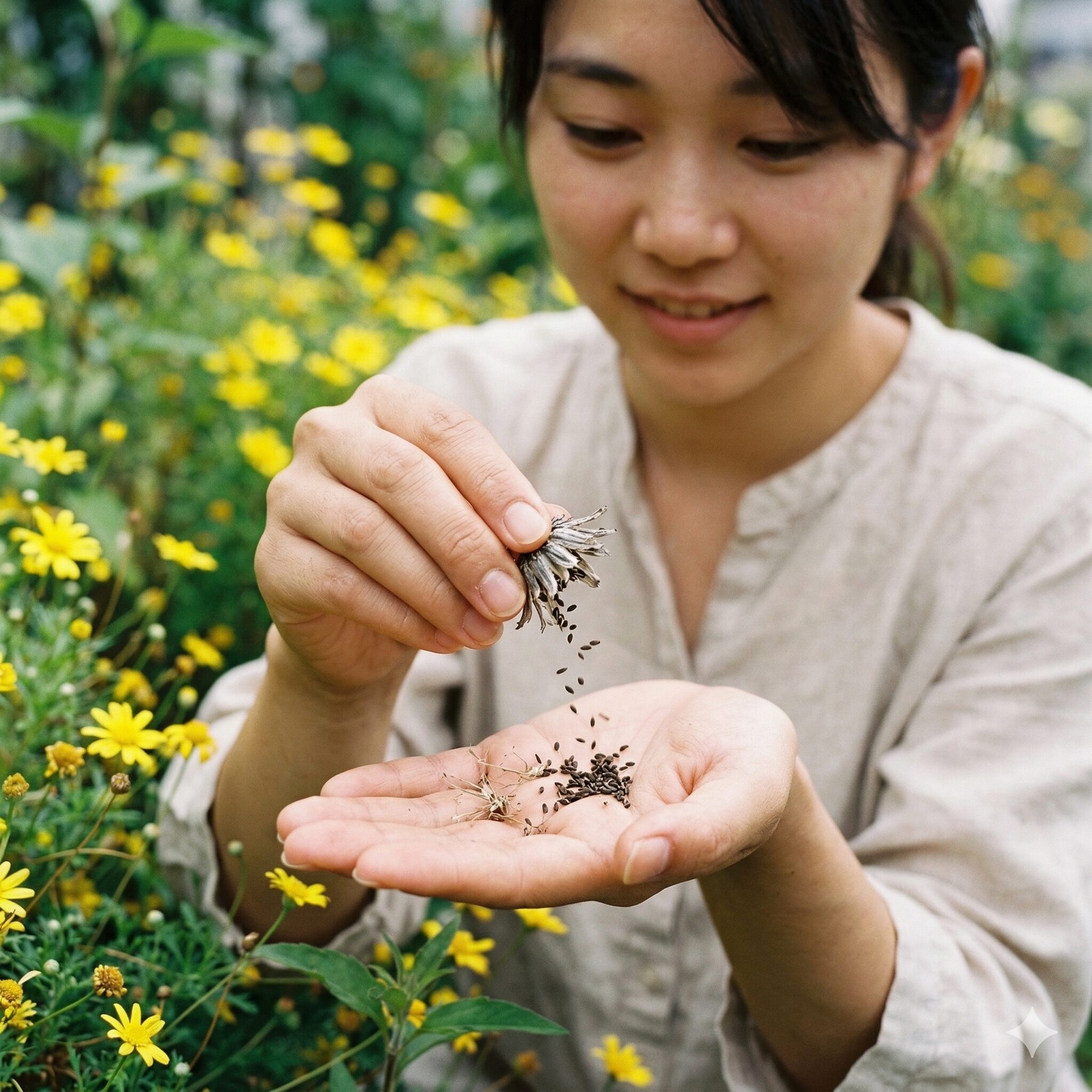 ダール ベルグ デージー 枯れ たら10　枯れた花がらから採取したダールベルグデージーの小さな種