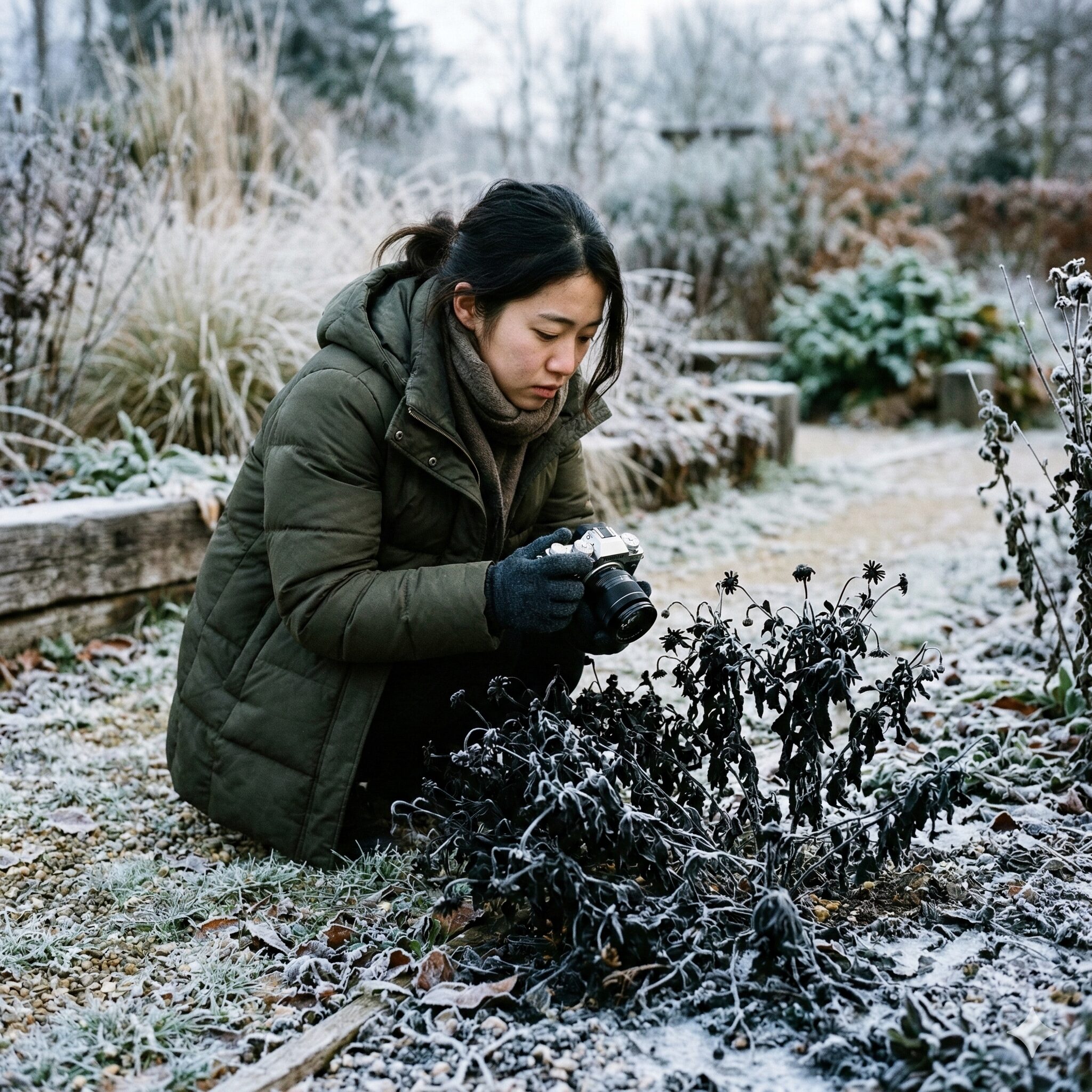 ダール ベルグ デージー 枯れ たら5　冬の寒さと霜の影響で真っ黒に枯れてしまったダールベルグデージー