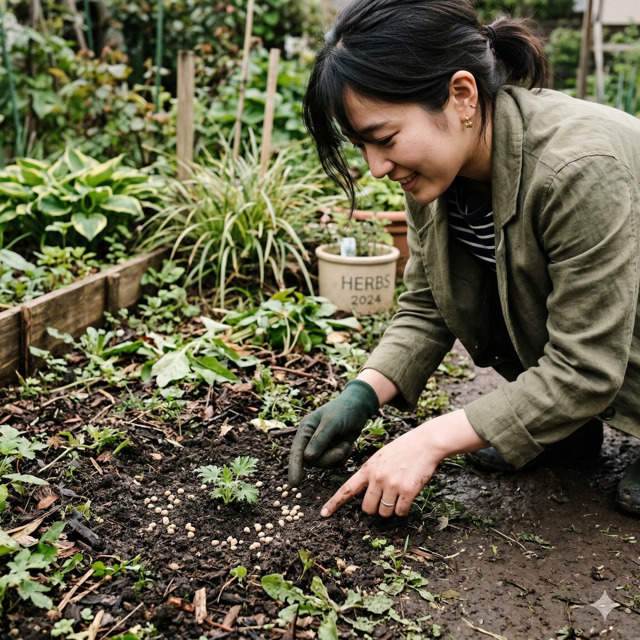 デルフィニウム こぼれ種 で増える10 芽吹いたばかりのデルフィニウムの幼苗とナメクジ対策の粒剤