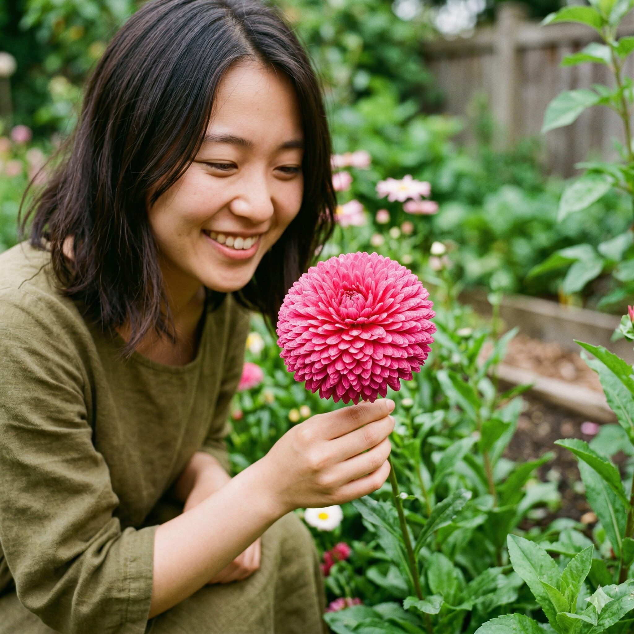 デージー と マーガレット の 違い10　ポンポンのように丸く密集した花びらが美しいチロリアンデージーの花