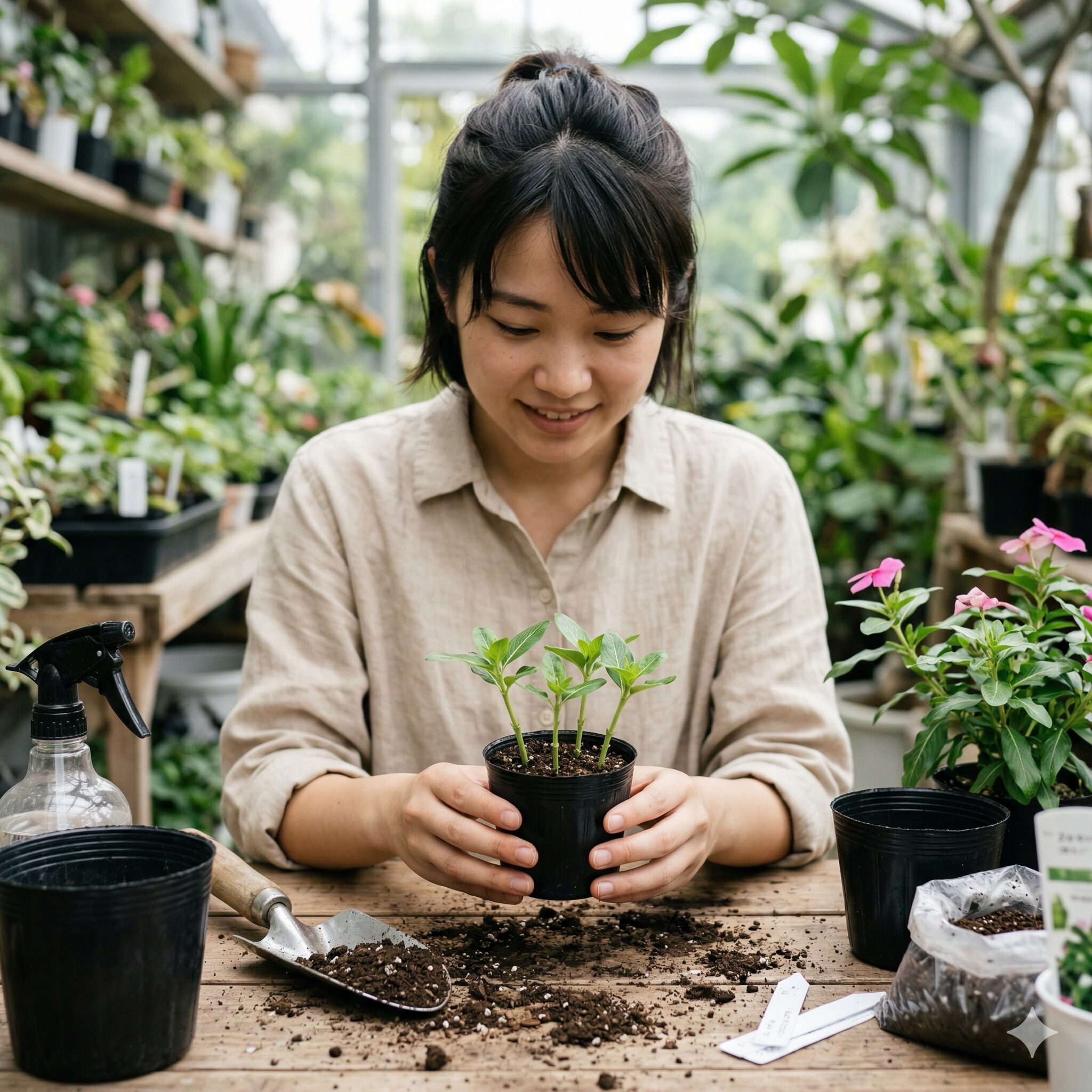 フェアリースター いつまで10　お気に入りの株を翌年に繋ぐために秋に作成したフェアリースターの挿し木のポット苗