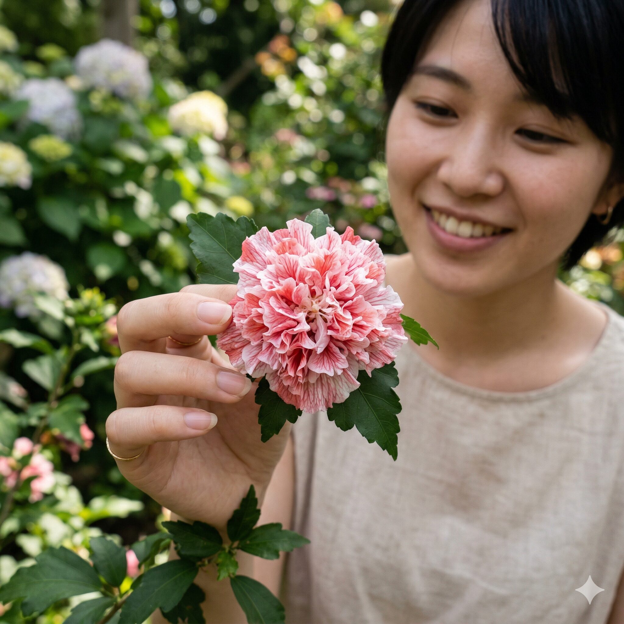 フェアリースター 値段6 フェアリースターの半八重咲き品種キャンディスパークルの繊細な花のアップ