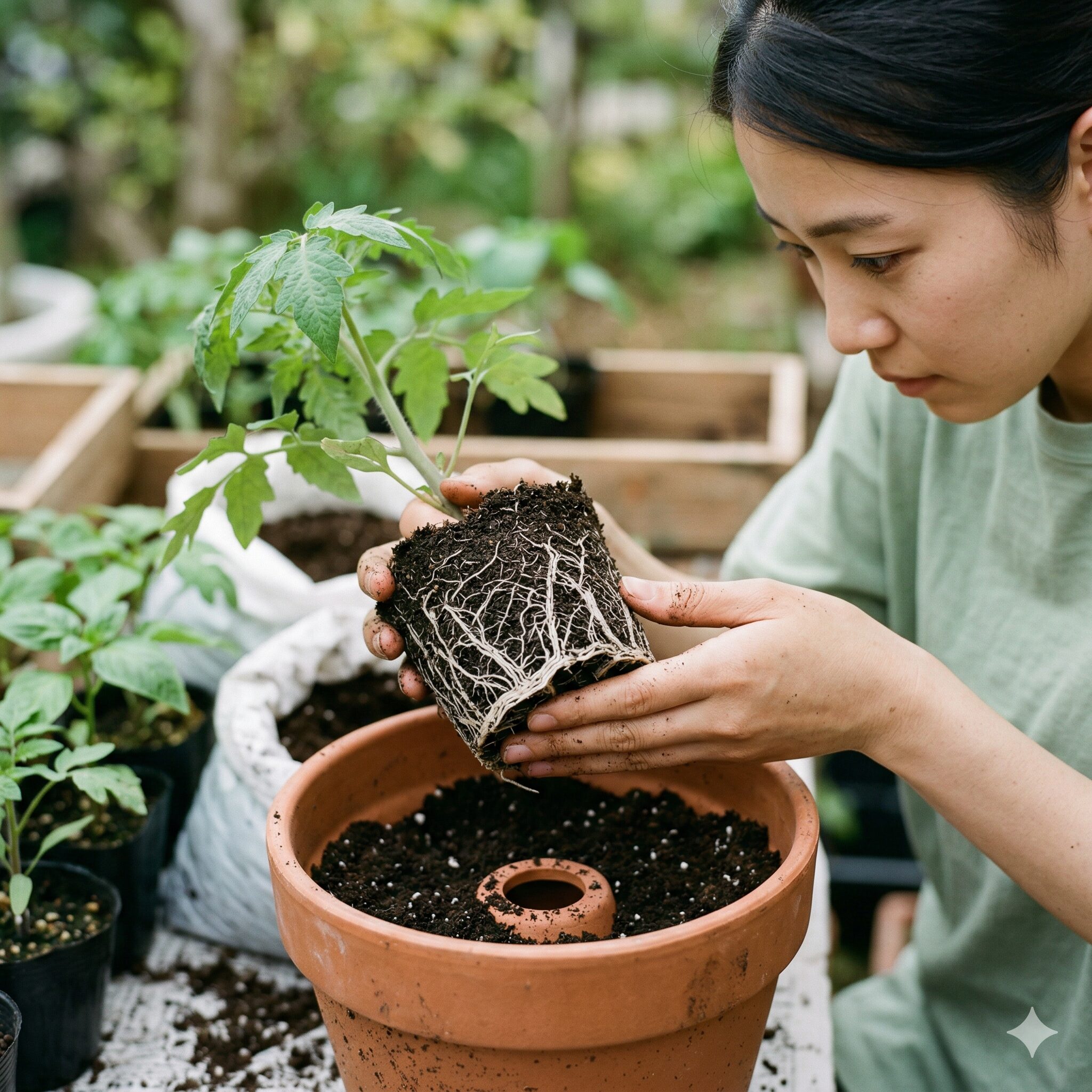 フェアリースター 値段7 根を傷つけないように根鉢を崩さず植え付けるフェアリースターの正しい手順