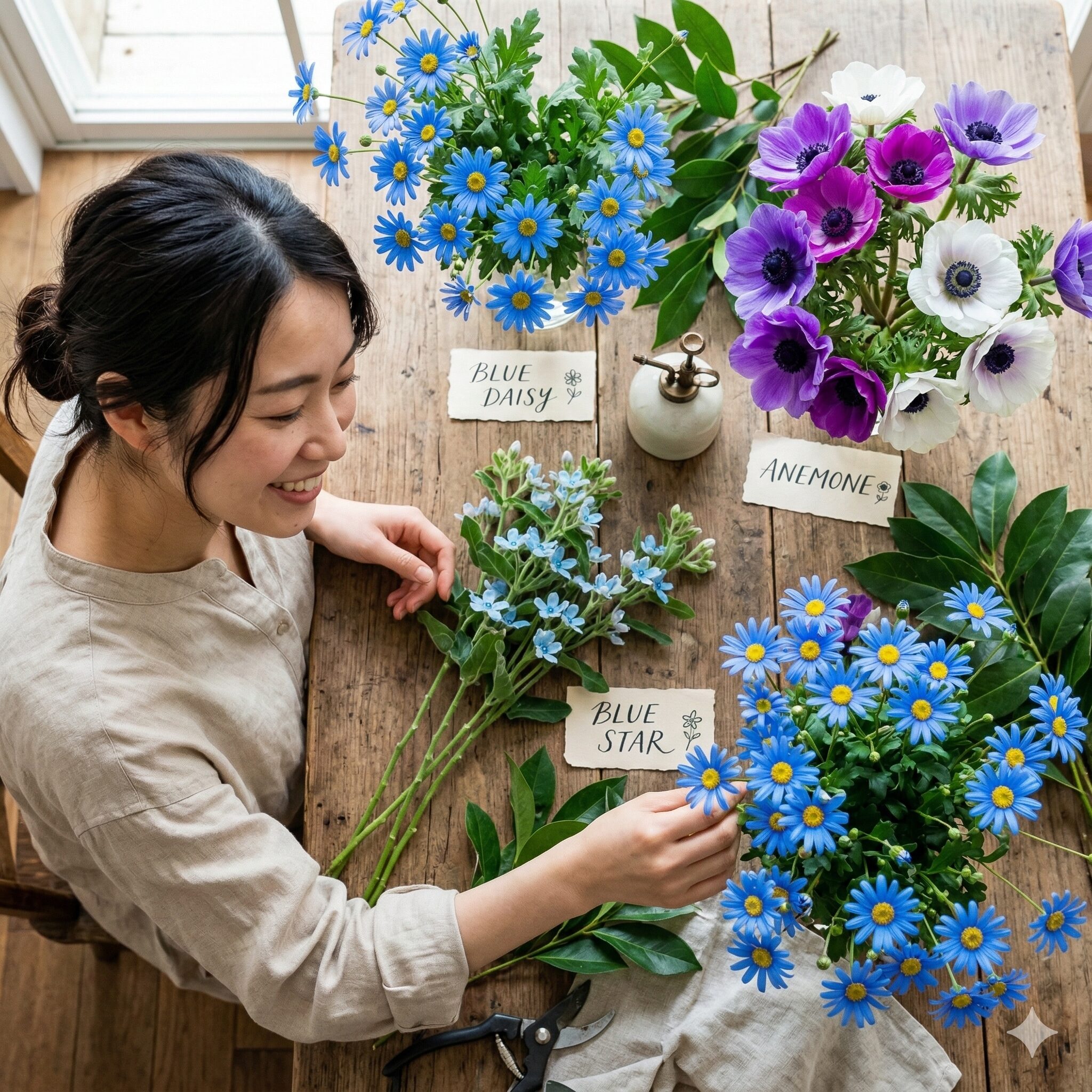 ブルー デージー 花 言葉 怖い8　アネモネやブルースターなど他の青い花とブルーデージーの色彩比較