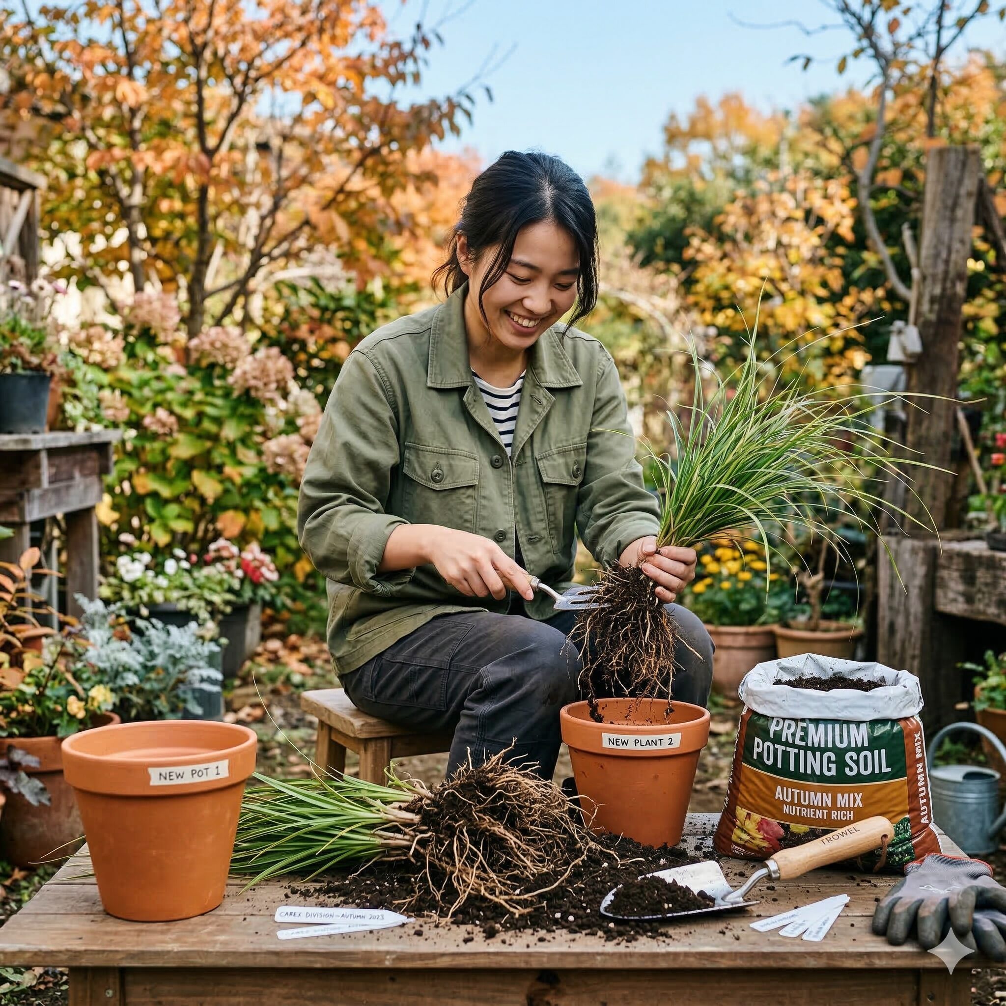 プリムラ ジュリアン 日陰10 プリムラ・ジュリアンを翌年も咲かせるための秋の株分けと植え替え風景