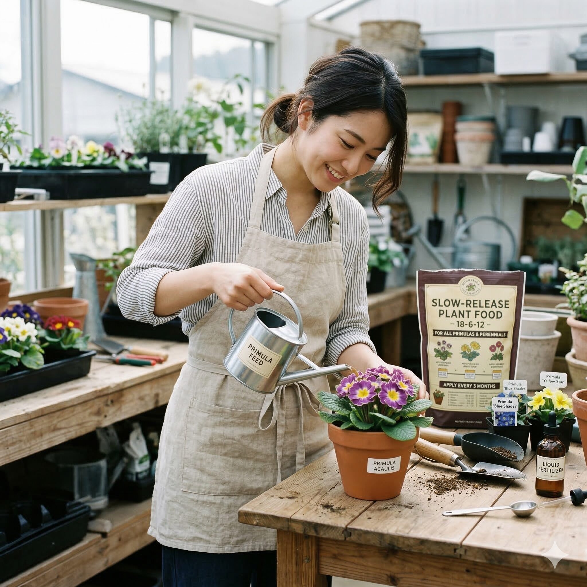プリムラ ジュリアン 花が終わったら5 プリムラ・ジュリアンの開花を促進するために液体肥料を与える作業