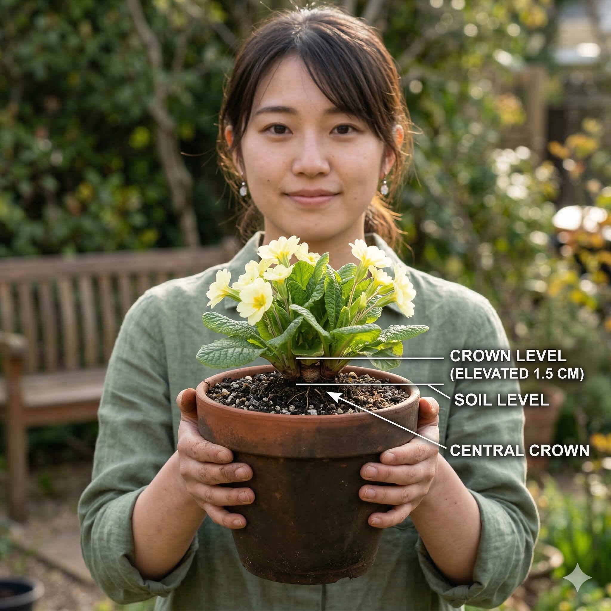 プリムラ ジュリアン 花が終わったら9 湿気による腐敗を防ぐためのプリムラの「高植え」テクニック