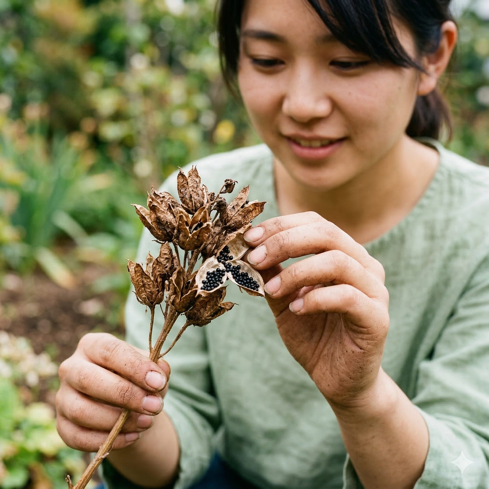 プリムラ マラコイデス 花が終わったら8 採取時期を迎えたプリムラ・マラコイデスの完熟した種子