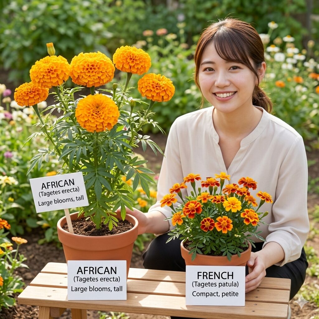 マリーゴールド 虫に食べられる10 アフリカン種とフレンチ種のマリーゴールドの見た目の違いと比較