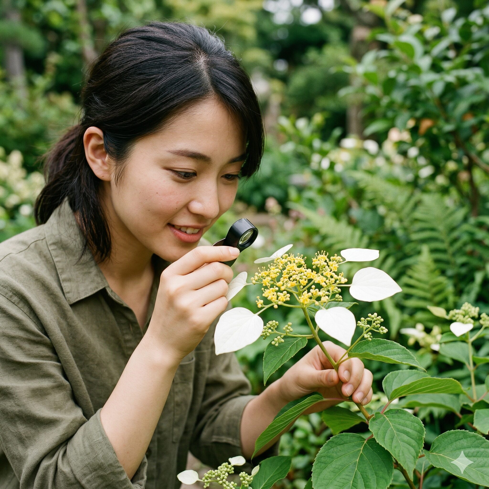 ユーフォルビア 白雪姫 育て方2　ユーフォルビア白雪姫の白い苞と中心にある微小な黄色の花（杯状花序）のアップ