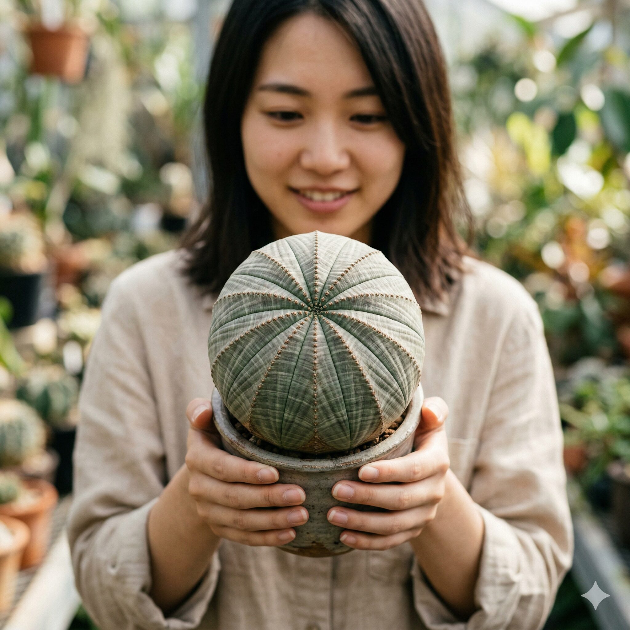 ユーフォルビア育て方9　幾何学的なフォルムと独特の模様が魅力のユーフォルビア・オベサ