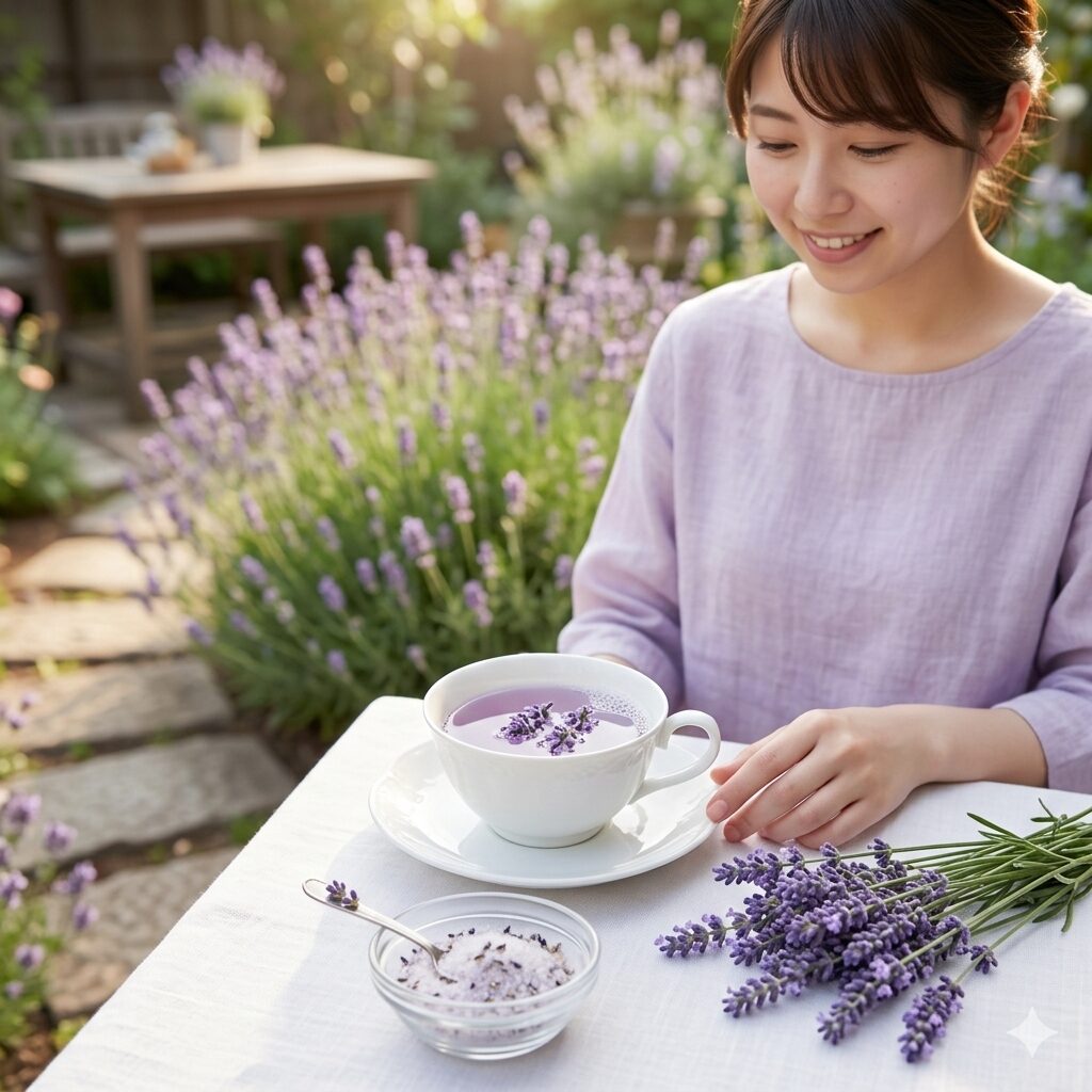 ラベンダー 収穫したら9 茎の長さや花の形が異なるイングリッシュ系とラバンディン系ラベンダーの比較