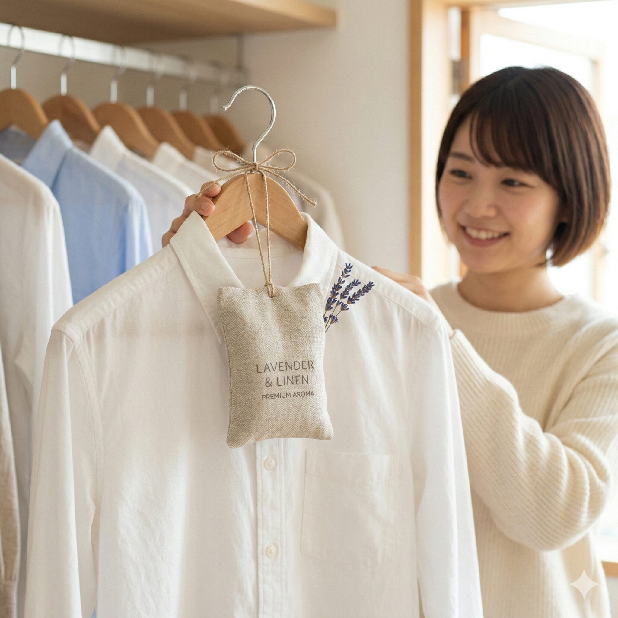 ラベンダー 虫 寄ってくる9　衣類の防虫対策としてクローゼットに活用するラベンダーのサシェ