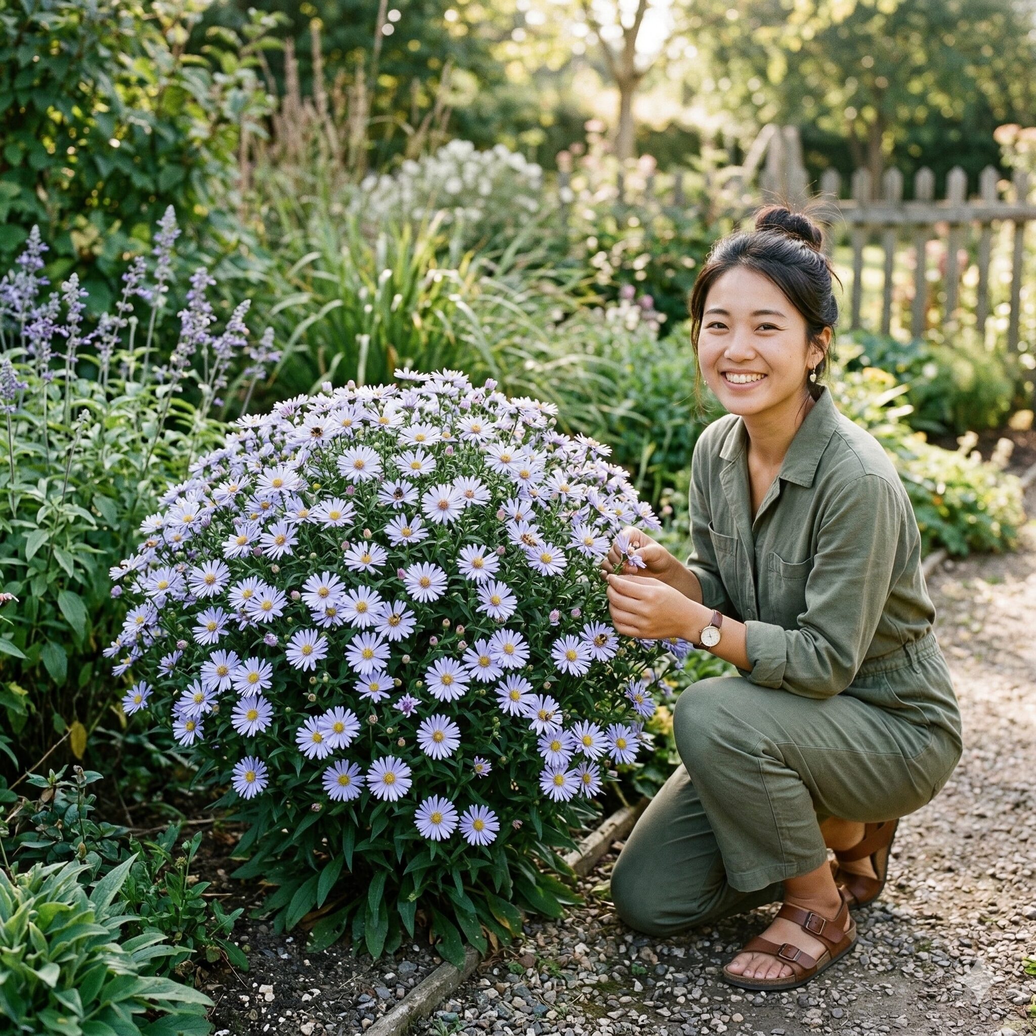 宿根 アスター 種類4　剛健な茎と細かい毛が特徴的なニューイングランドアスターの植物的ディテール