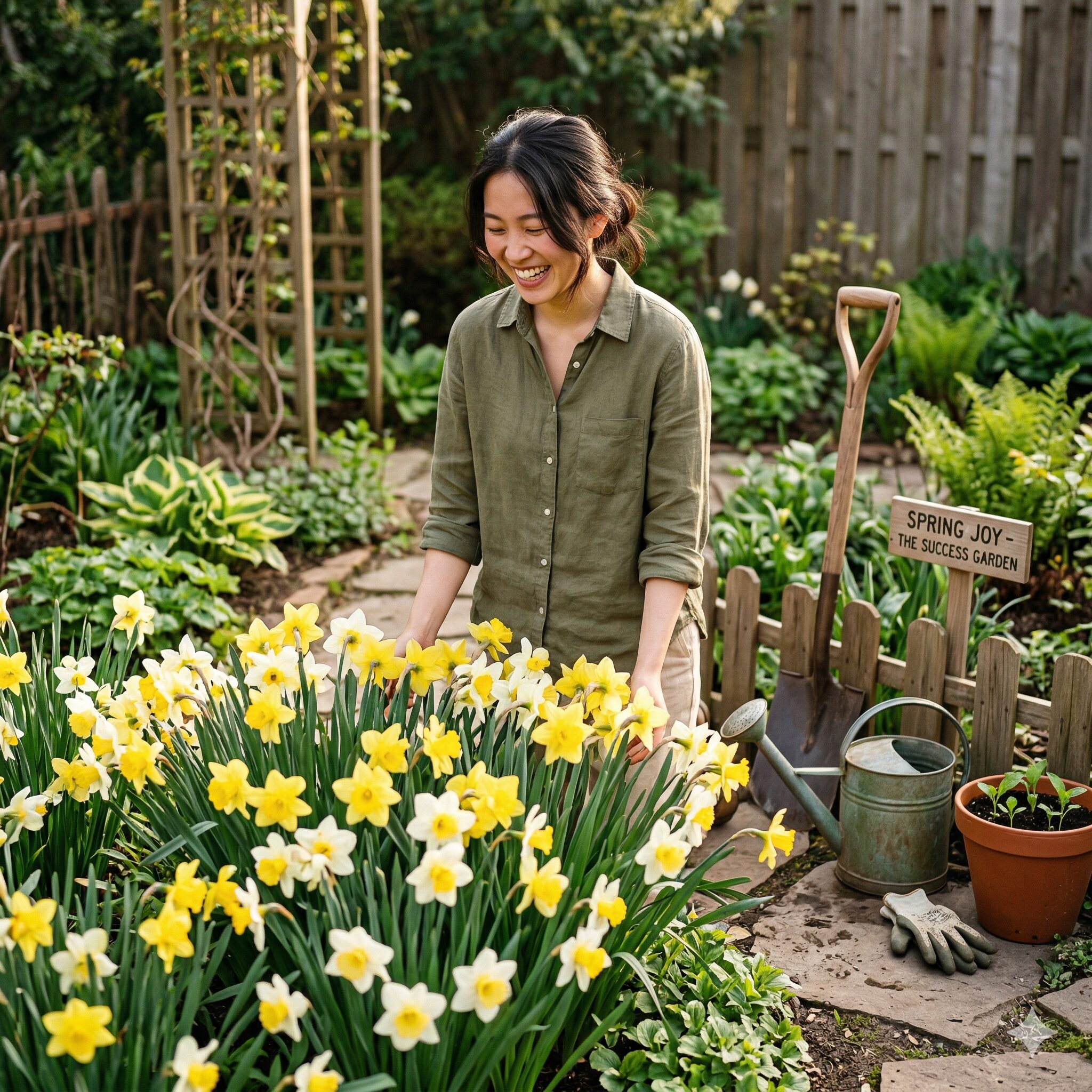 水仙 掘り上げ すぐ植える10　正しい掘り上げと植え付け管理で翌春に美しく咲いた水仙の群生