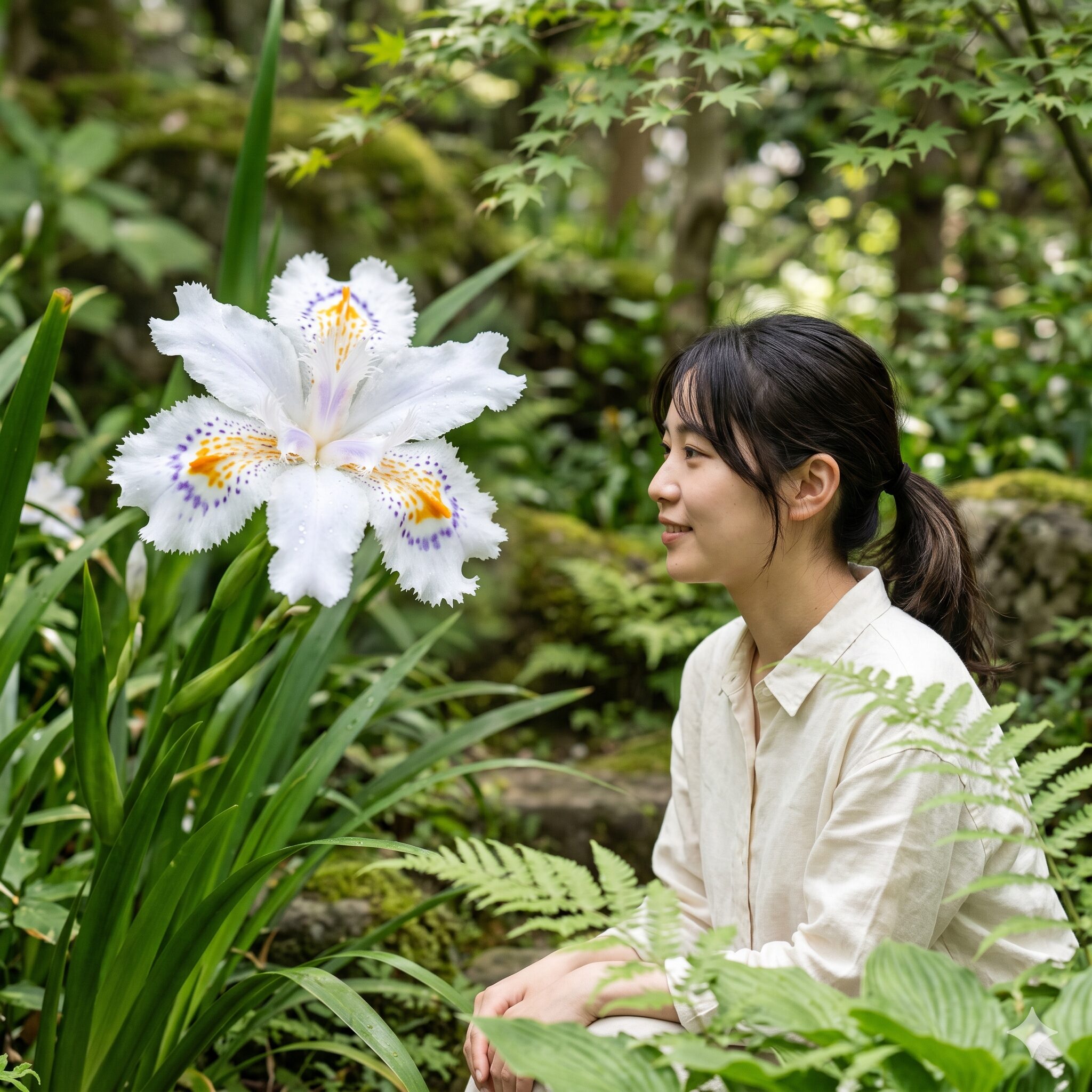 シャガ花言葉4　複雑な斑点模様とフリンジを持つシャガの花、私を認めての想い