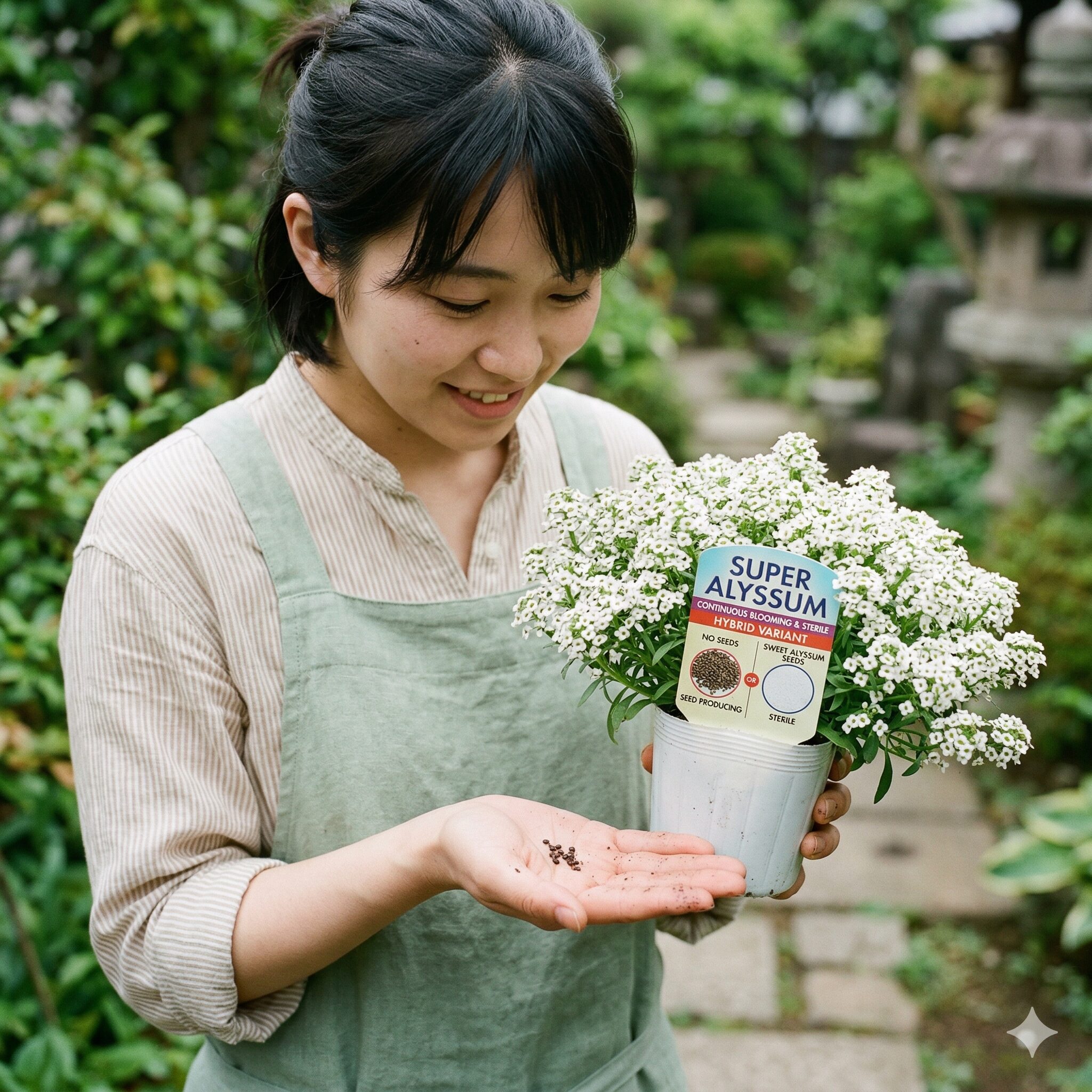 スイートアリッサム スーパーアリッサム 違い3 スイートアリッサムの種とスーパーアリッサムのブランドタグの対比