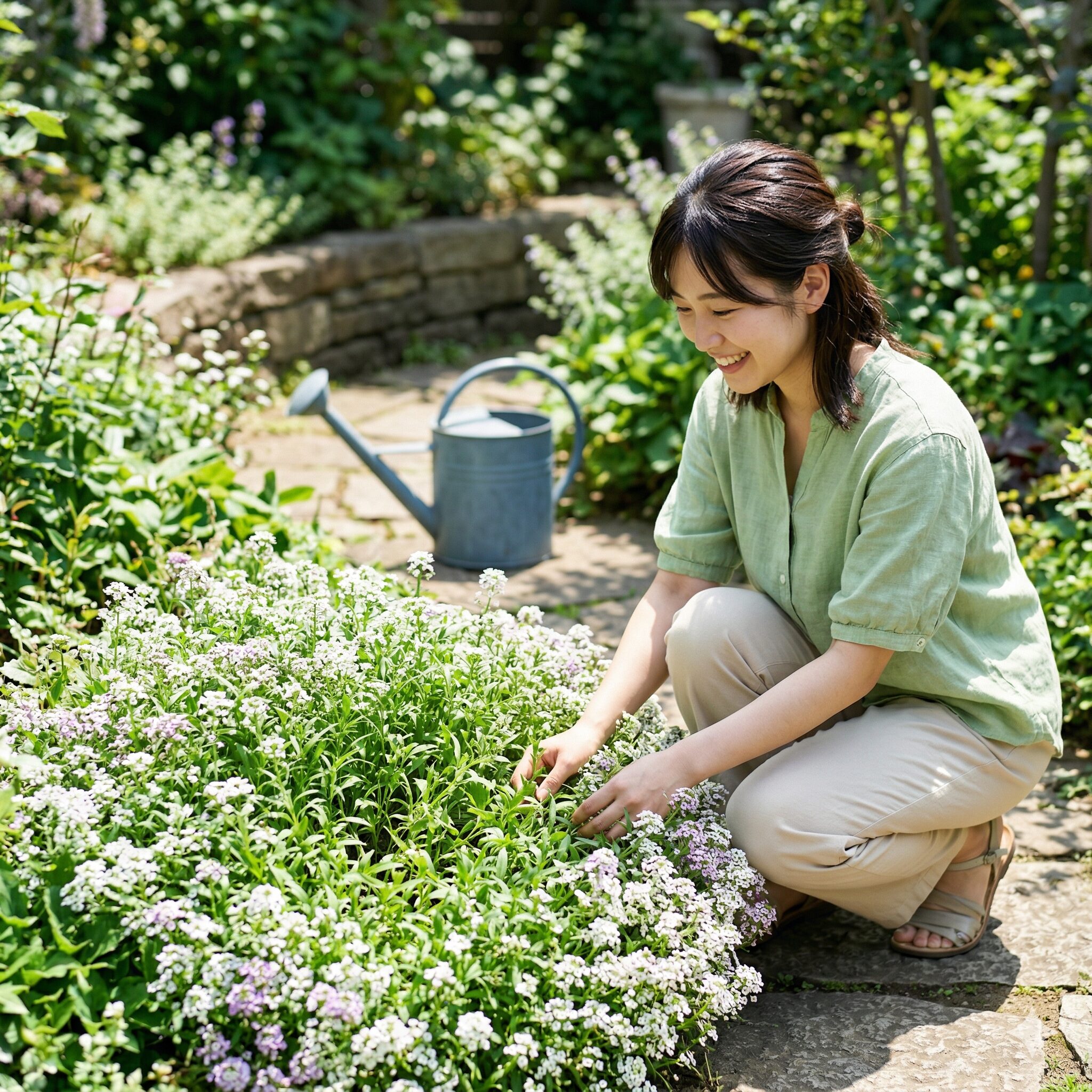 スイートアリッサム スーパーアリッサム 違い5 夏の暑さに耐えて元気に咲き続けるスーパーアリッサムの耐暑性