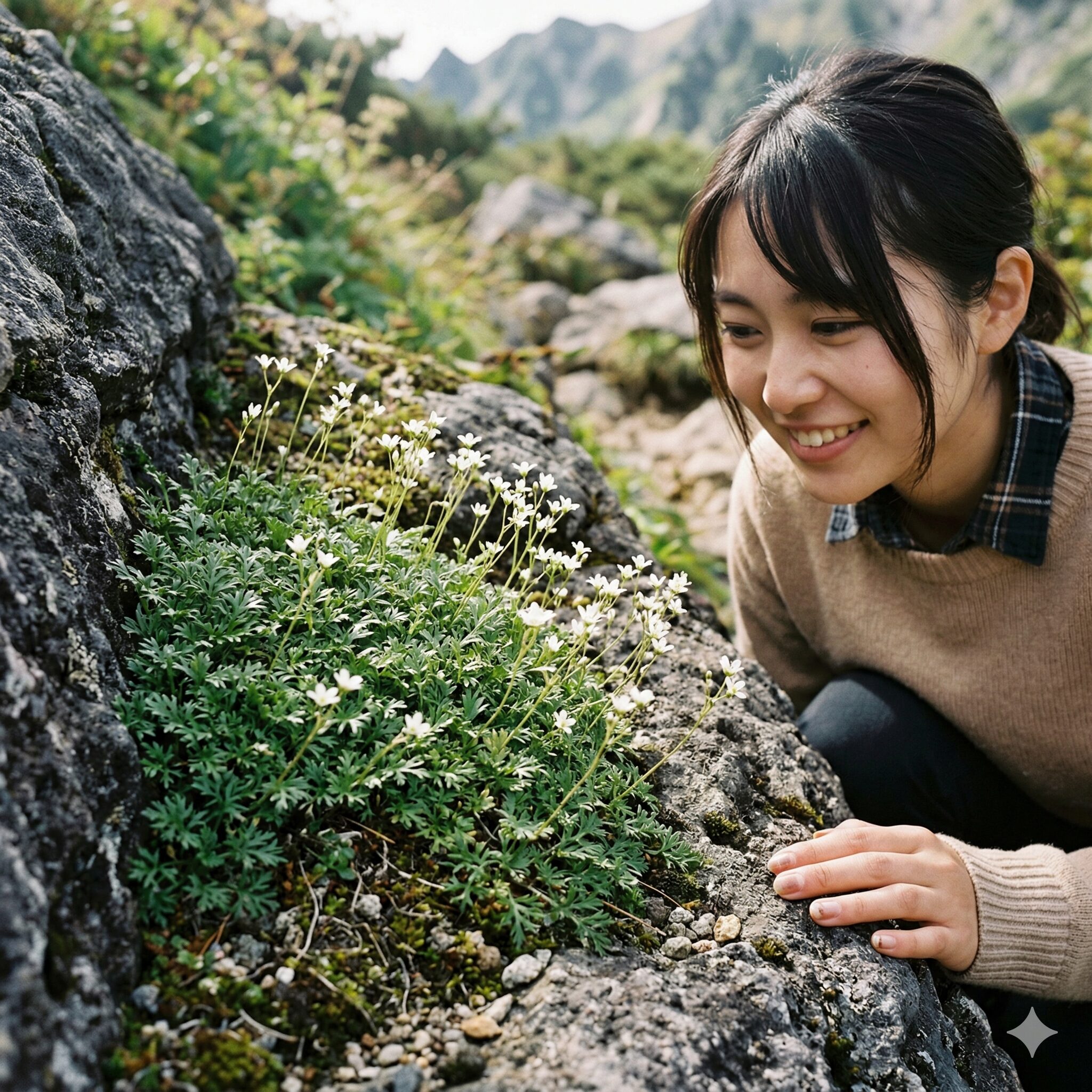 スイートアリッサム 似た花6　シダのような繊細な葉と純白の小花が特徴のフッチンシア。