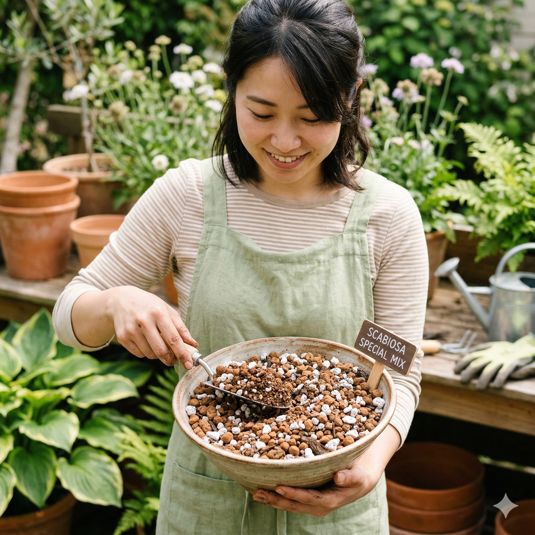 スカビオサ の 育て 方5 スカビオサの根腐れを防止する排水性に優れた手作り配合土