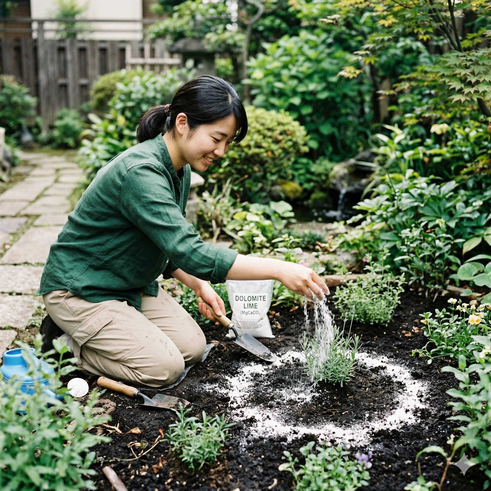 スカビオサ の 育て 方6 スカビオサが好む弱アルカリ性に土壌調整するための石灰散布