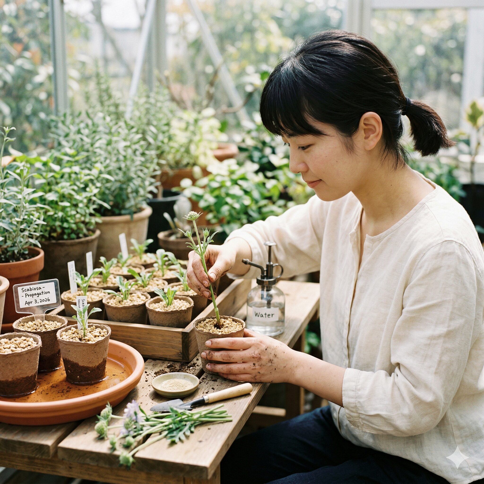 スカビオサ寄せ植え10　スカビオサを挿し芽で増やすリフレッシュ作業の工程