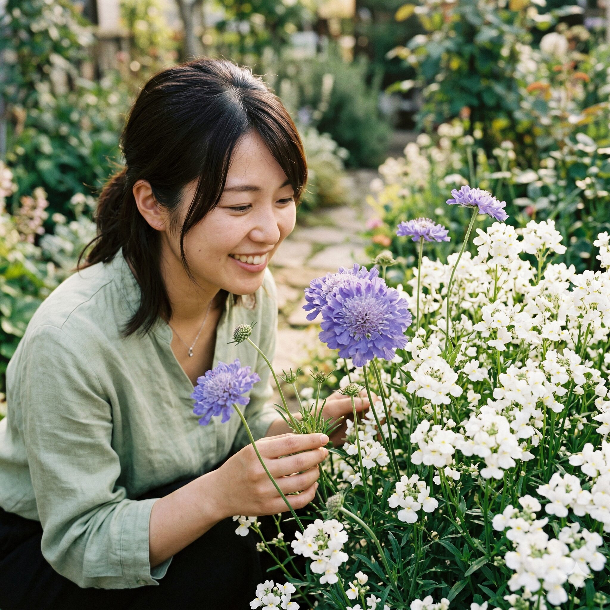 スカビオサ寄せ植え3　スカビオサと相性の良い宿根ネメシアの組み合わせ
