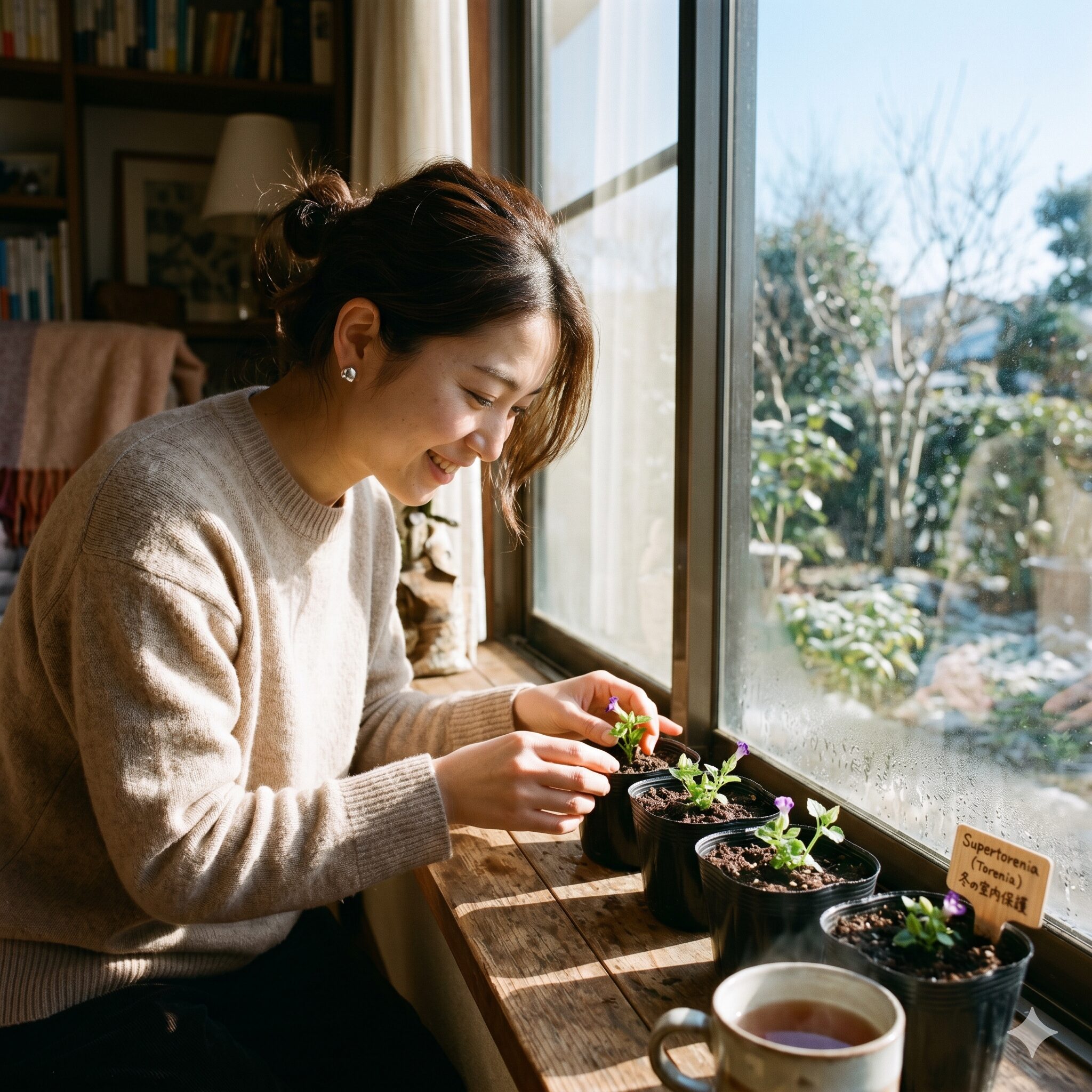 スーパー トレニア 販売 時期10　室内で冬越しをさせているスーパートレニアの挿し木苗の様子