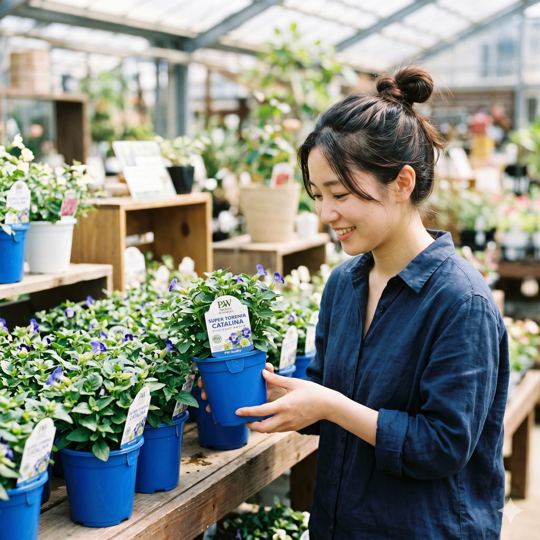 スーパー トレニア 販売 時期2　園芸店に入荷されたPWブランド「スーパートレニア・カタリーナ」の健康的な苗
