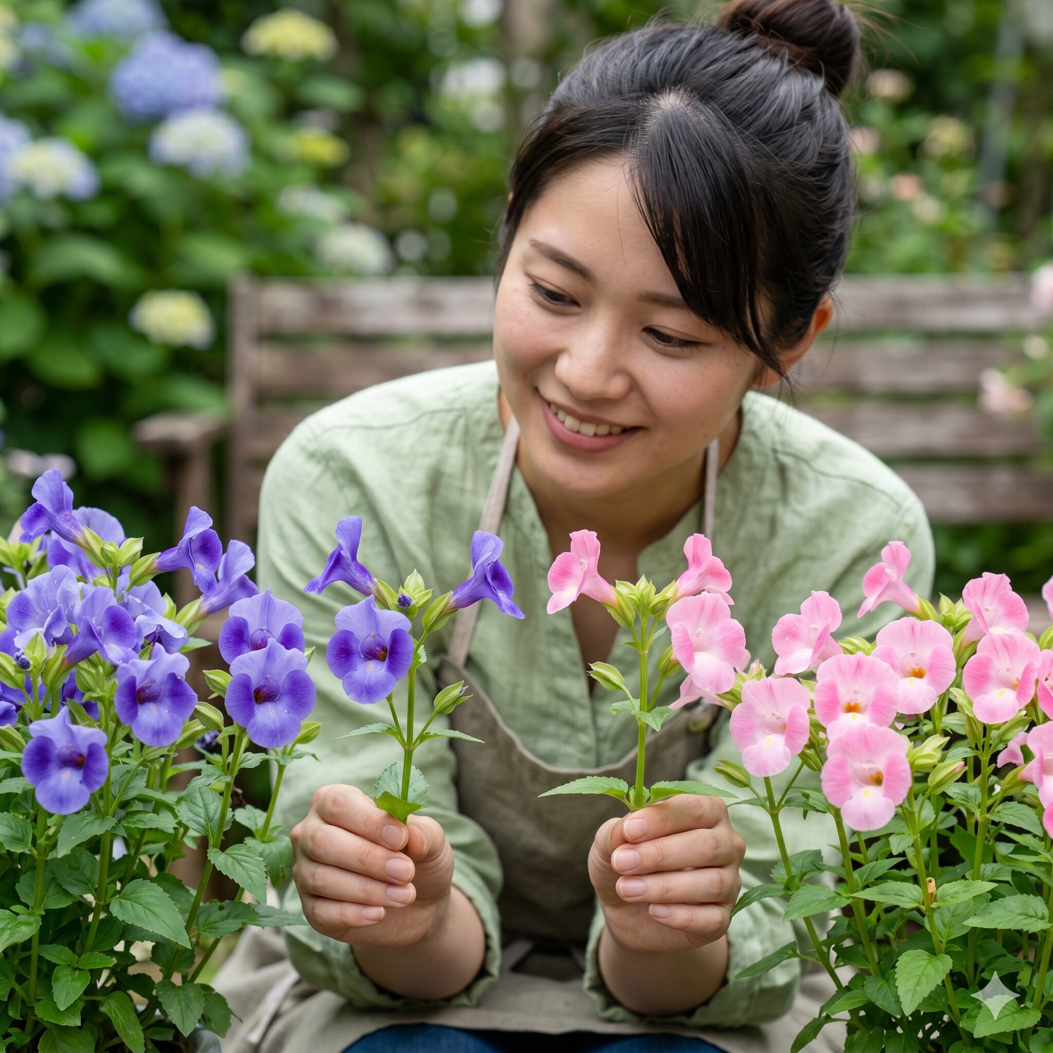 スーパー トレニア 販売 時期7　人気品種ブルーリバーとピンクリバーの美しい花色の比較