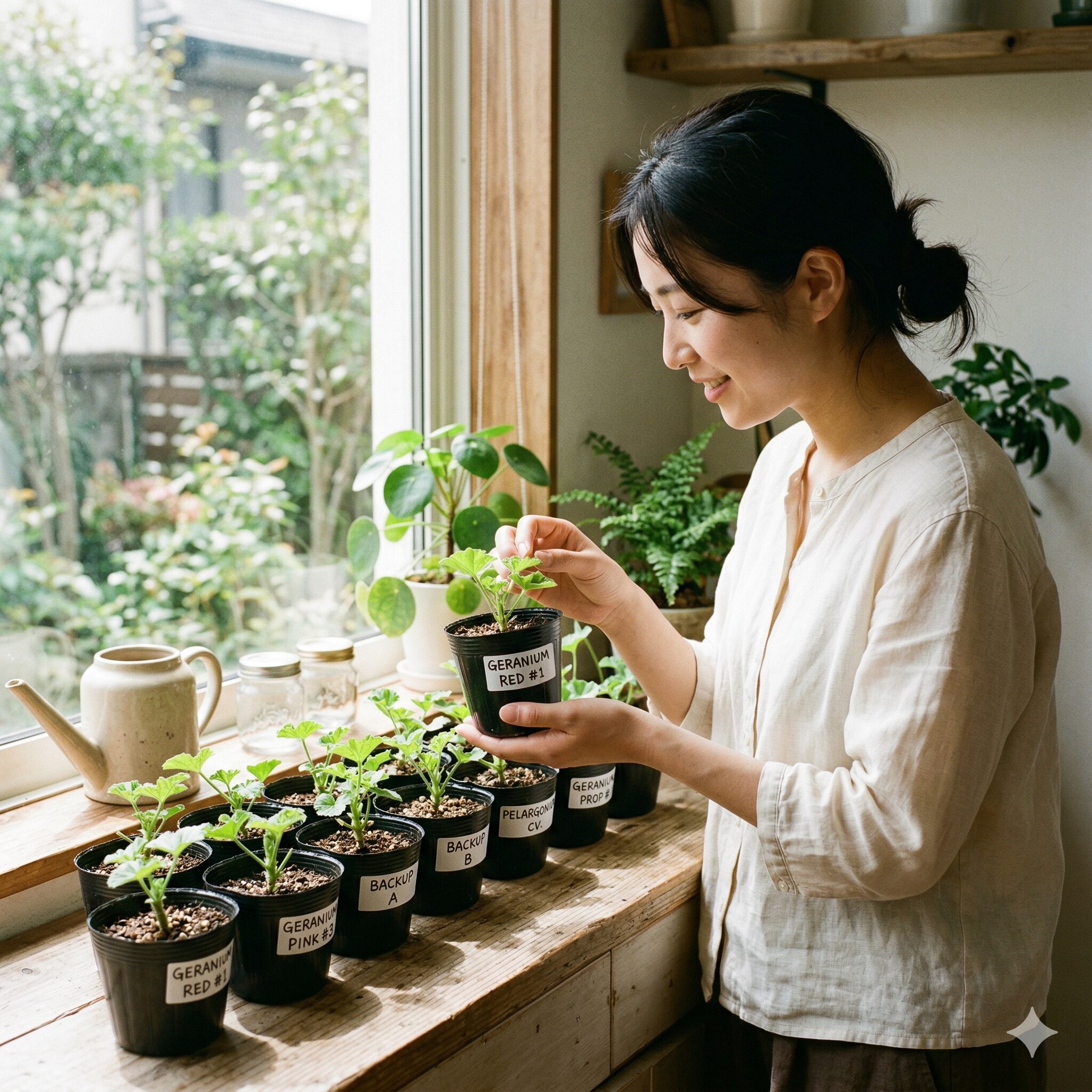 ゼラニウム 冬 越し 外10 冬の失敗に備えて室内で管理されるゼラニウムのバックアップ用挿し木苗