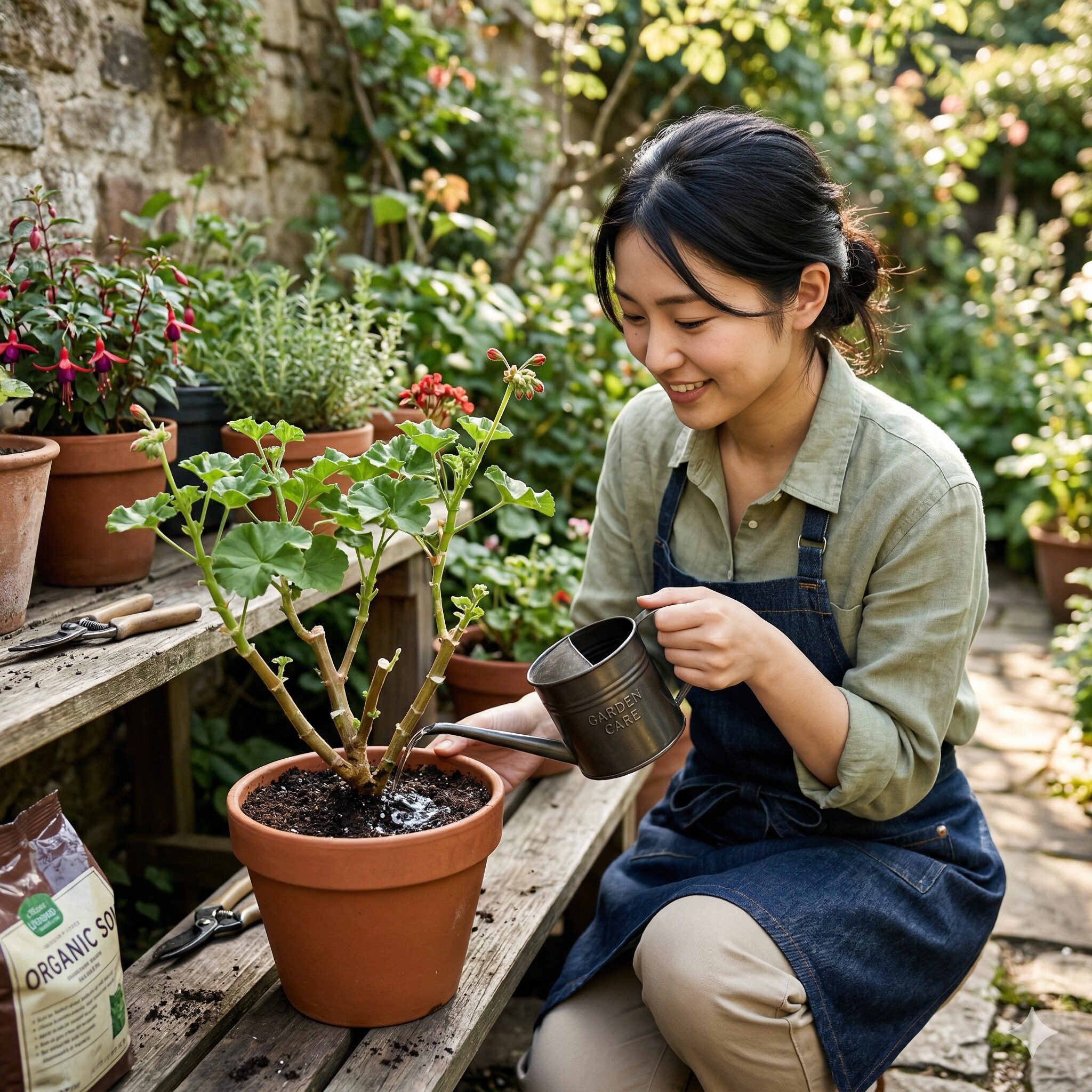 ゼラニウム 切り 戻し 時期10 切り戻し後のゼラニウムの根腐れを防ぐための正しい水やりと株元への給水方法