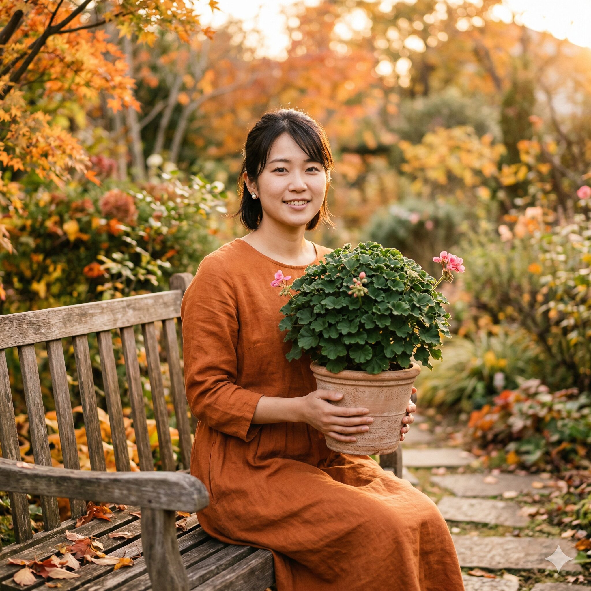 ゼラニウム 切り 戻し 時期5 秋の成長期に形を整え冬越しのためにコンパクトに切り戻しされたゼラニウムの株姿