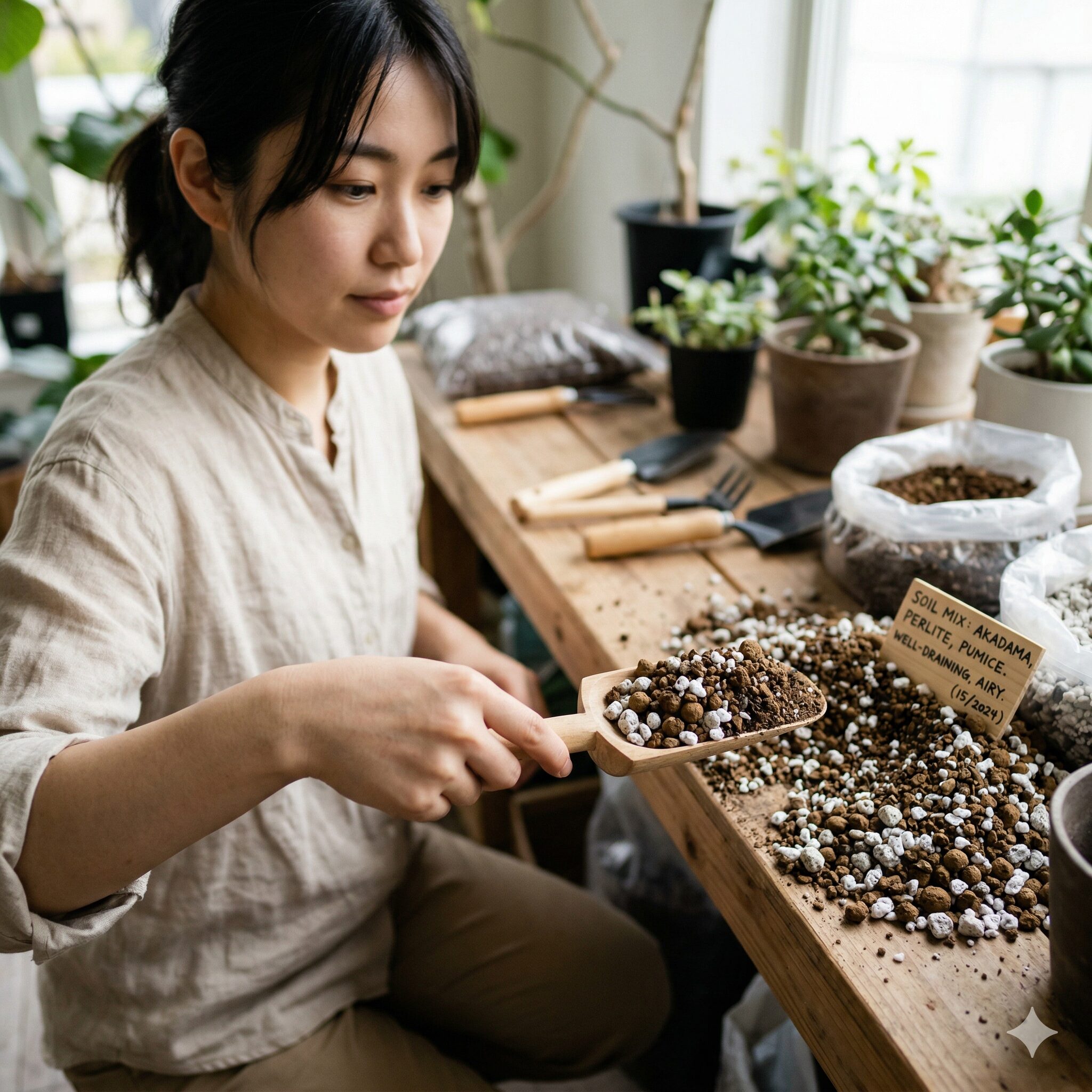 ゼラニウム 育て方 室内6 室内栽培ゼラニウムに適した赤玉土とパーライトを配合した水はけの良い培養土