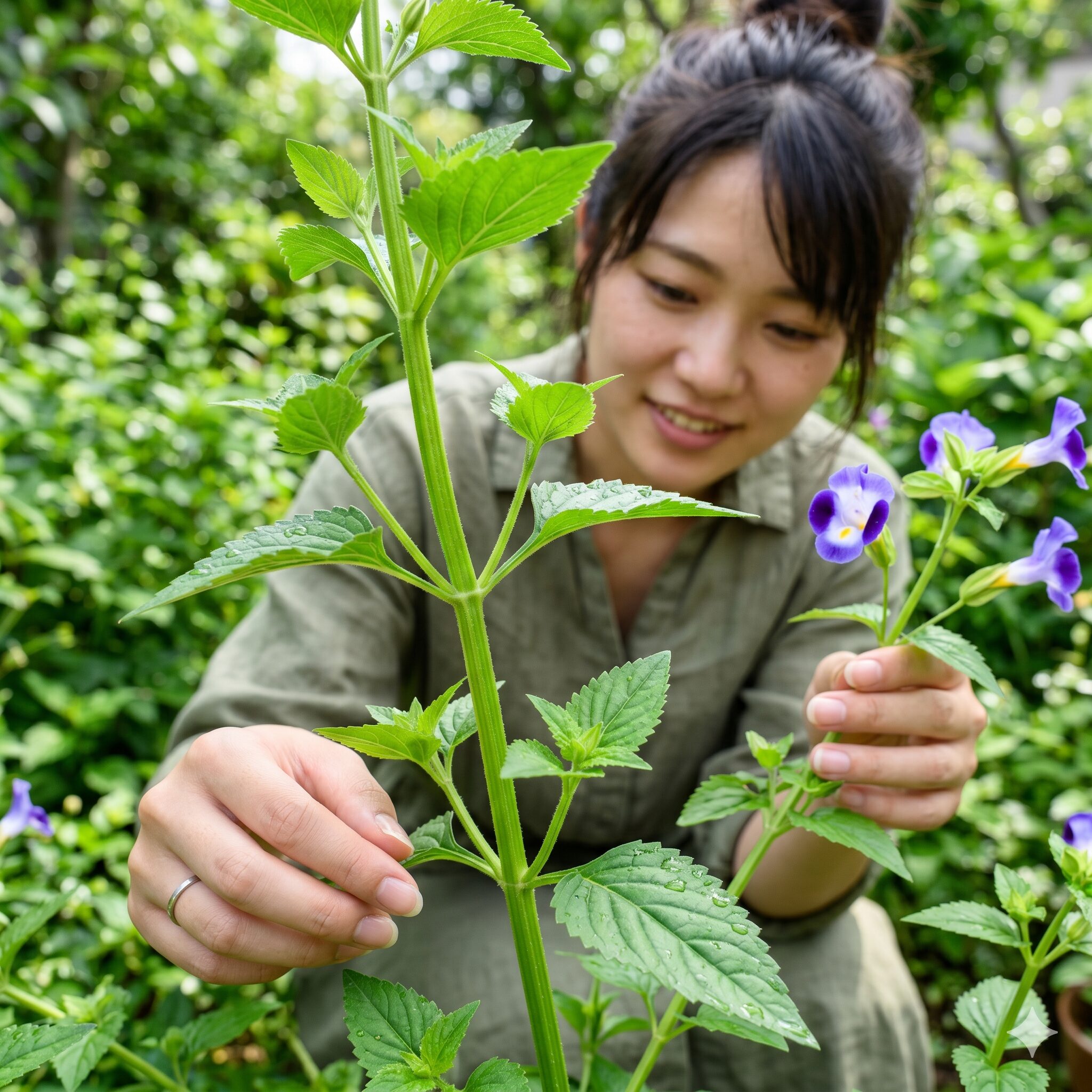 トレニア冬越し2　寒さに強く強健な性質を持つスーパートレニア・カタリーナの健康的な株のアップ