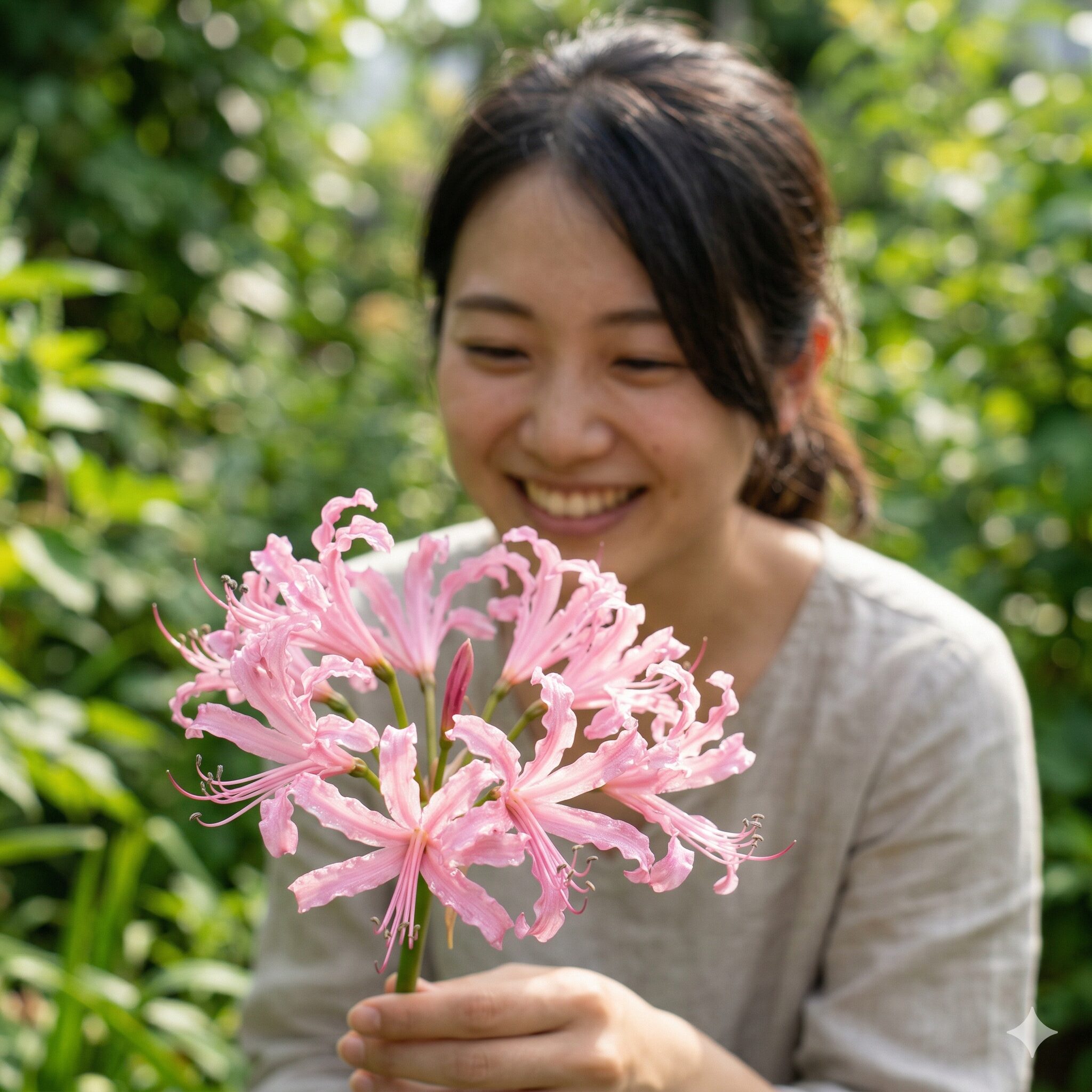 ネリネ クリスパ 育て方2 繊細に波打つピンクの花弁が特徴的なネリネ・クリスパ(ウンズラータ)のクローズアップ
