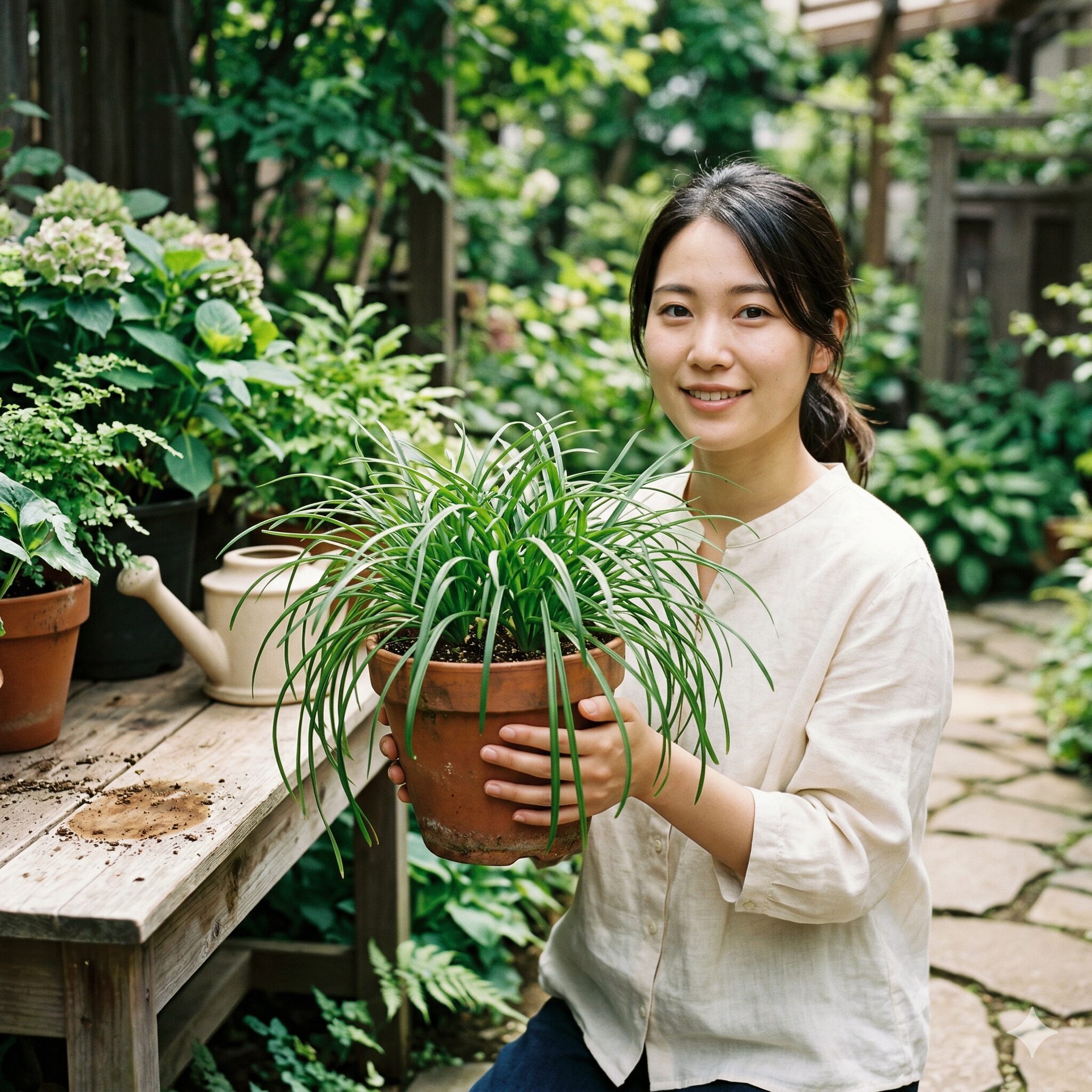 ネリネ クリスパ 育て方8 葉ばかりが茂って花が咲かない「蔓ボケ」状態のネリネ・クリスパの鉢植え