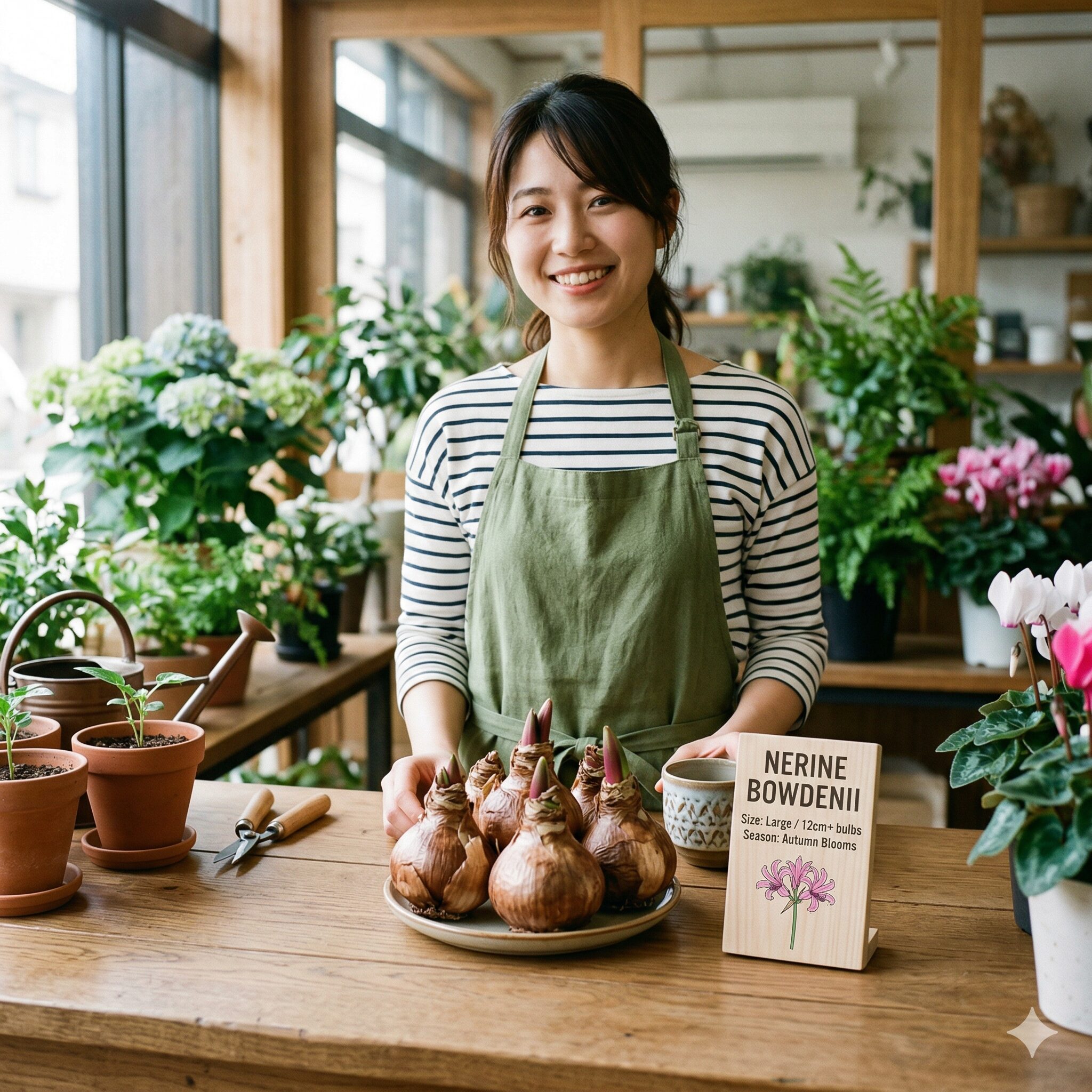 ネリネ ボーデニー 育て方3 植え付けに適した、ずっしりと重みがあり健康的なネリネ・ボーデニーの球根