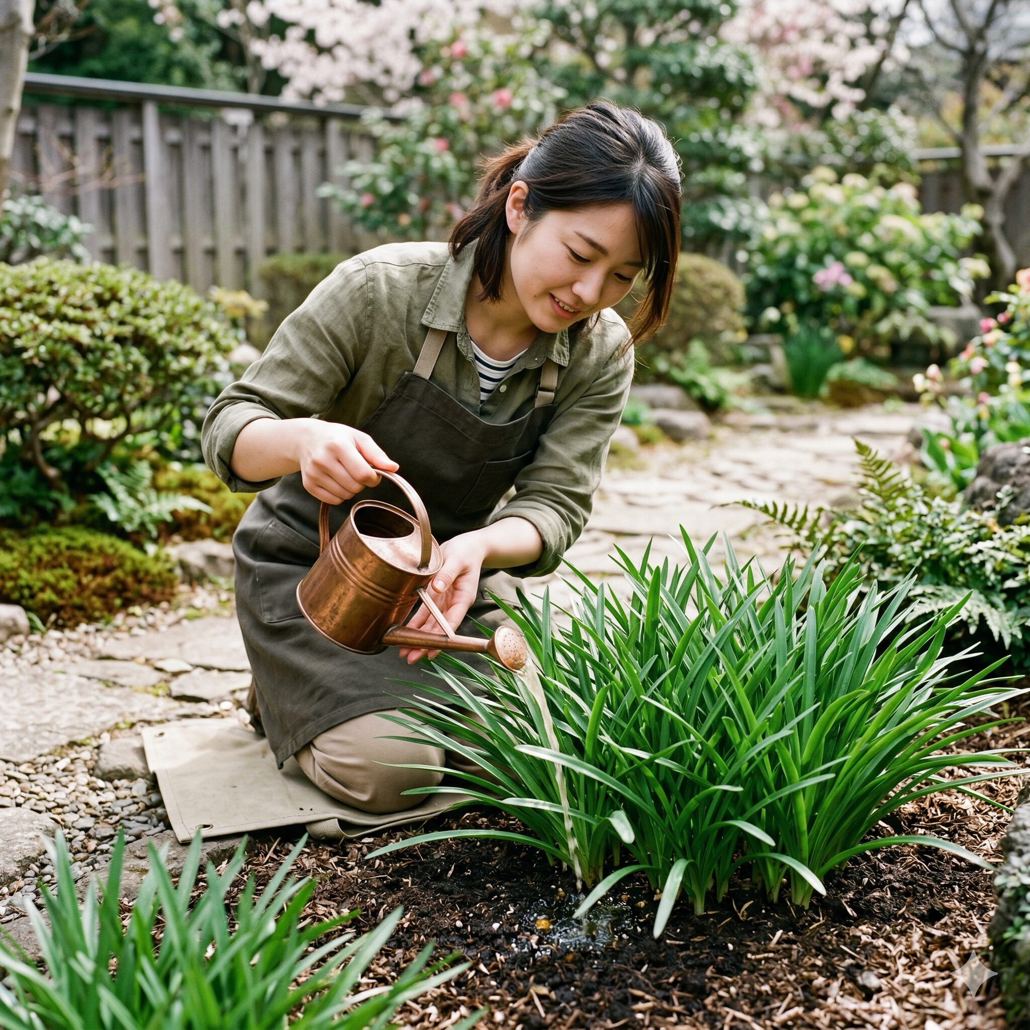 ネリネ ボーデニー 育て方8 翌年の開花に向けて冬に青々と健康に茂るネリネ・ボーデニーの葉