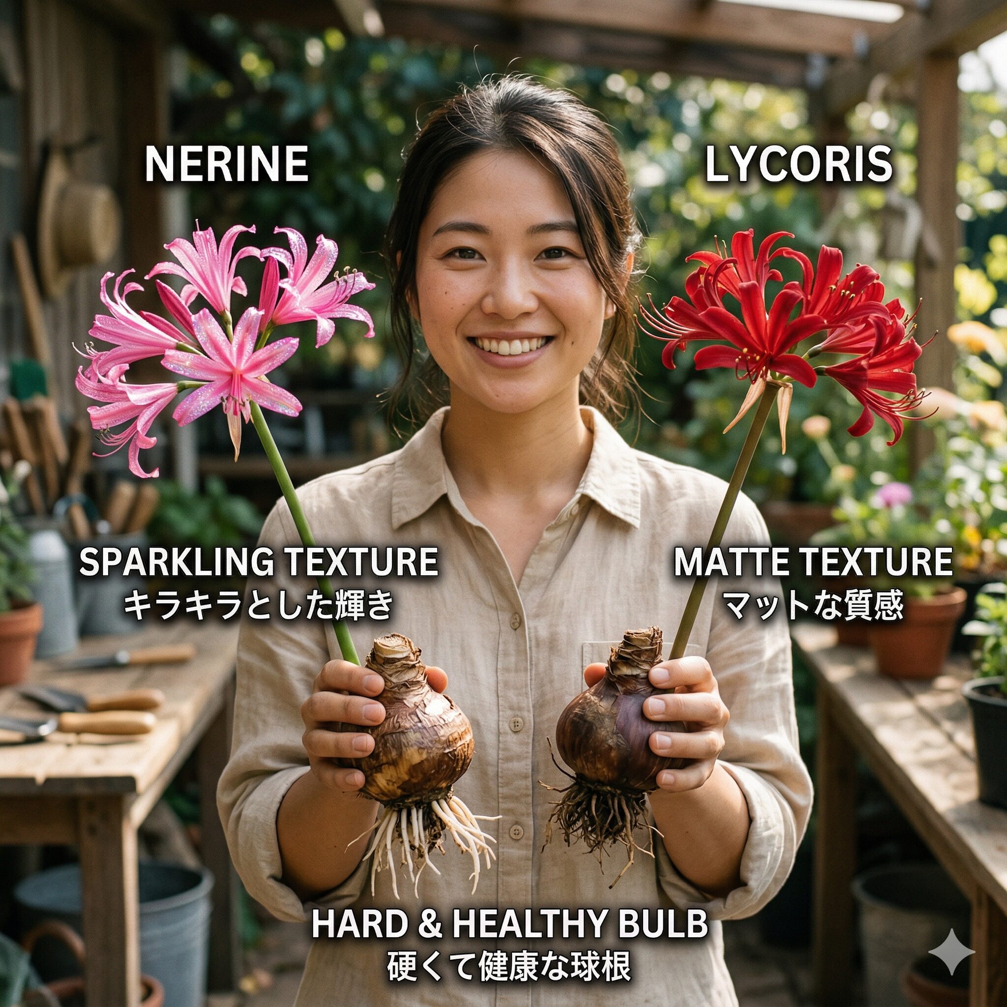 ネリネ 球根 販売時期10 ネリネとリコリスの花びらの質感の違いと、優良な球根の選び方