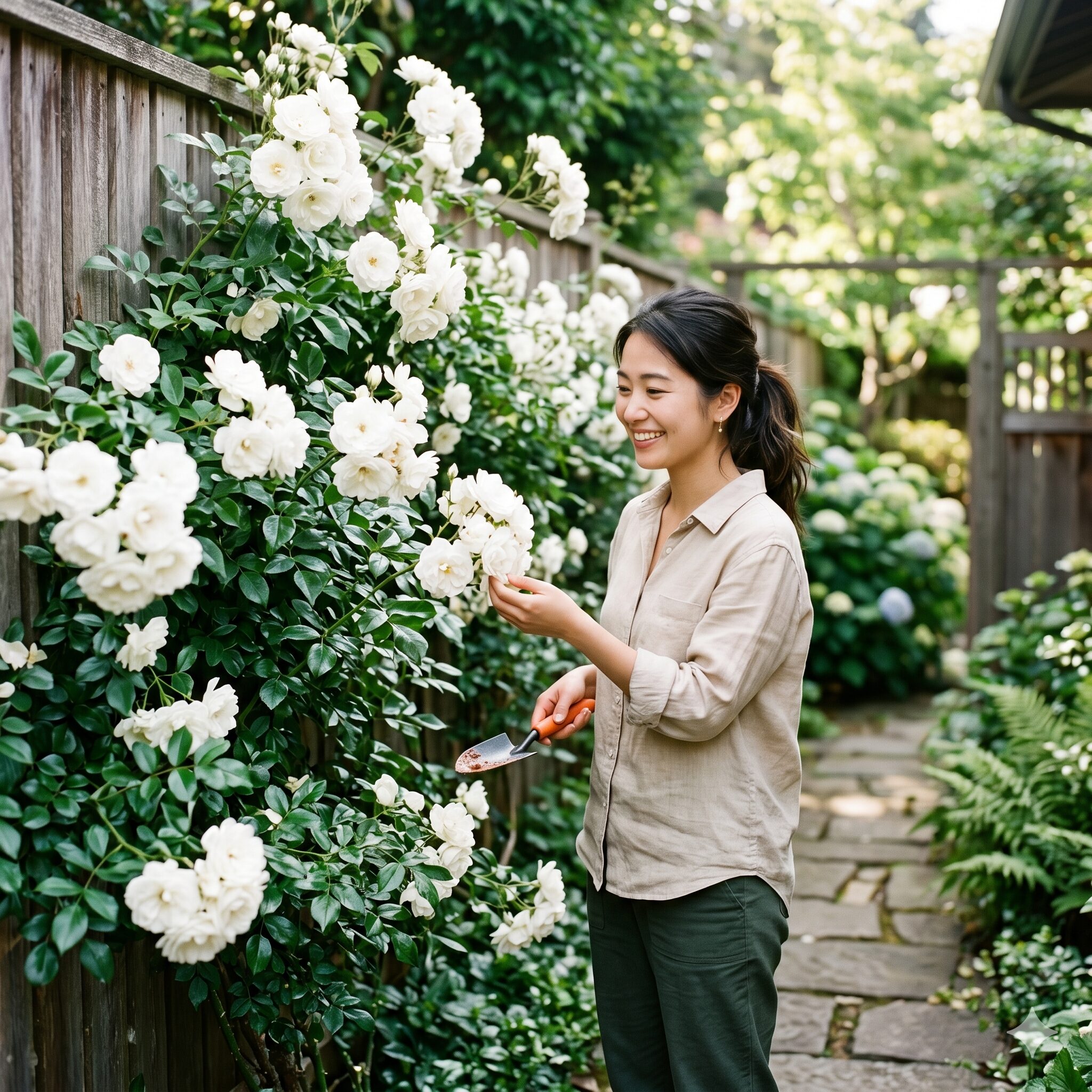バラ 季節 いつ6　初心者でも育てやすい耐病性に優れた白いバラ「アイスバーグ」の庭植え