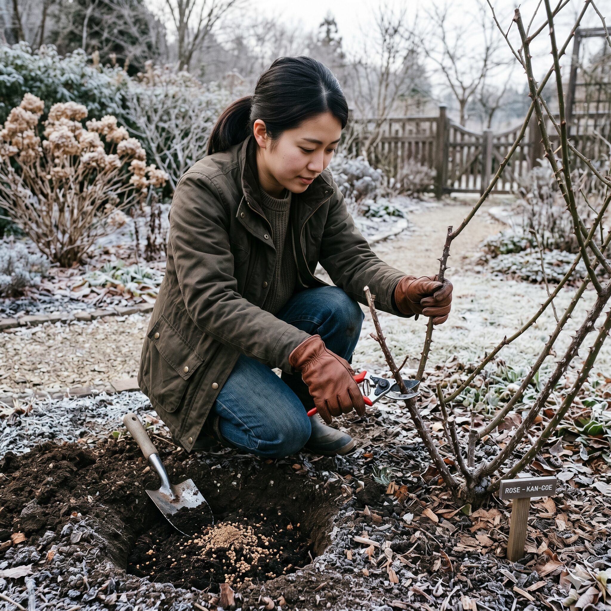 バラ 季節 いつ7　冬の休眠期に行うバラの冬剪定作業と土壌改良のための寒肥
