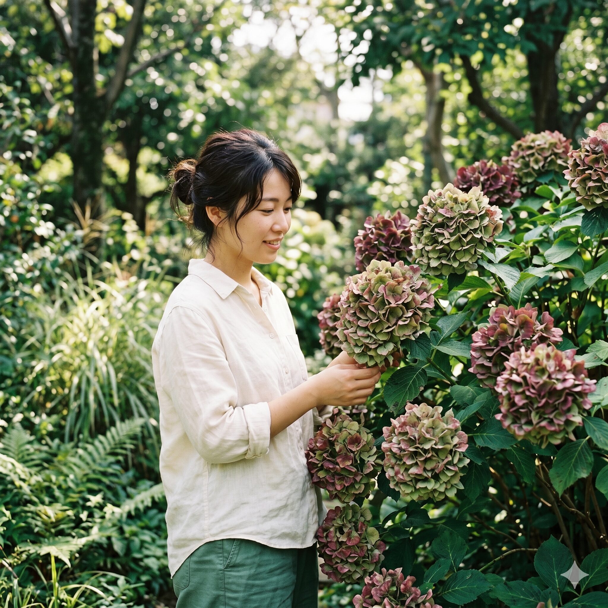 紫陽花 いつ咲く9　ヴィンテージ感あふれるアンティークカラーに変化した秋色アジサイ