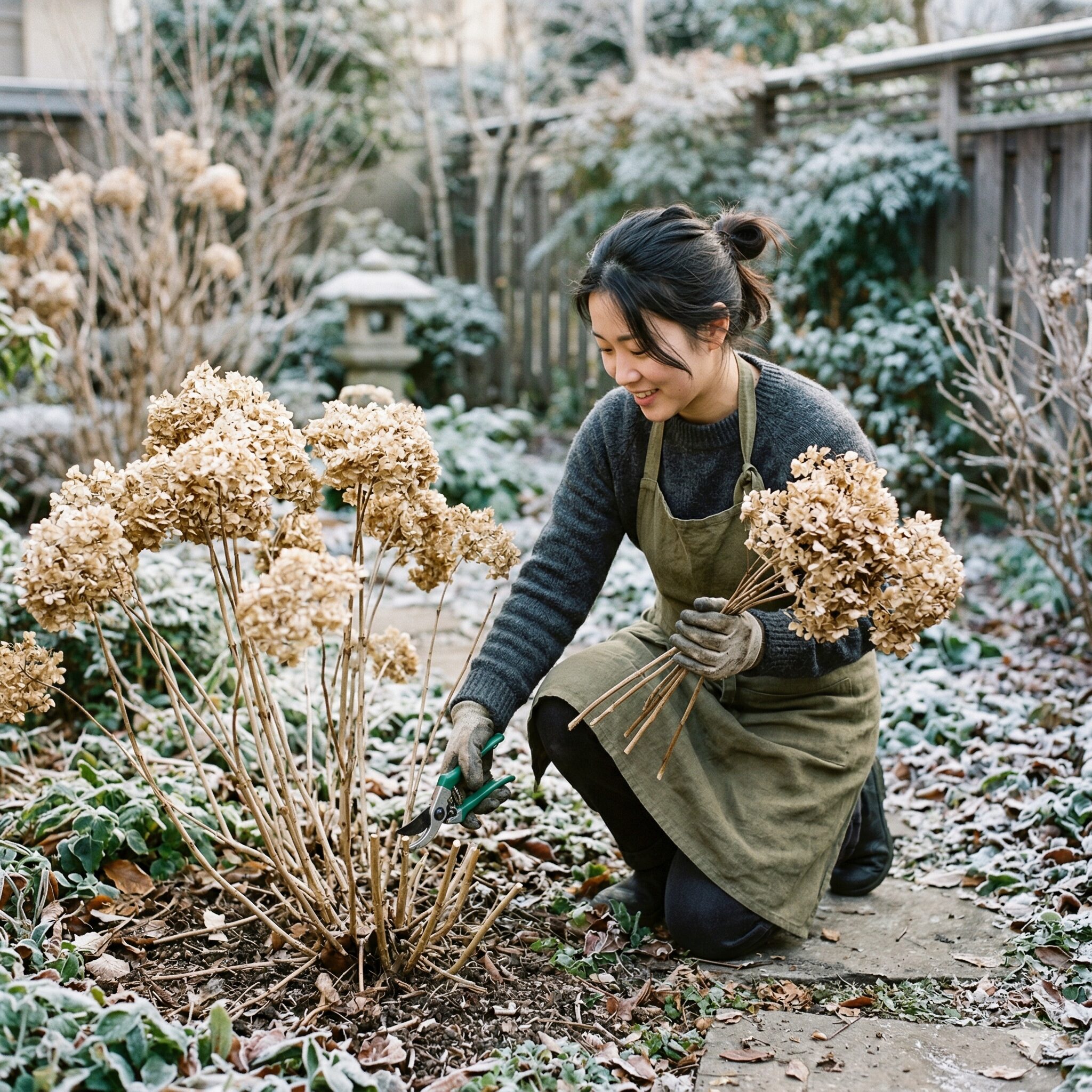 紫陽花の剪定7　冬の休眠期に行うアナベルの強剪定の様子