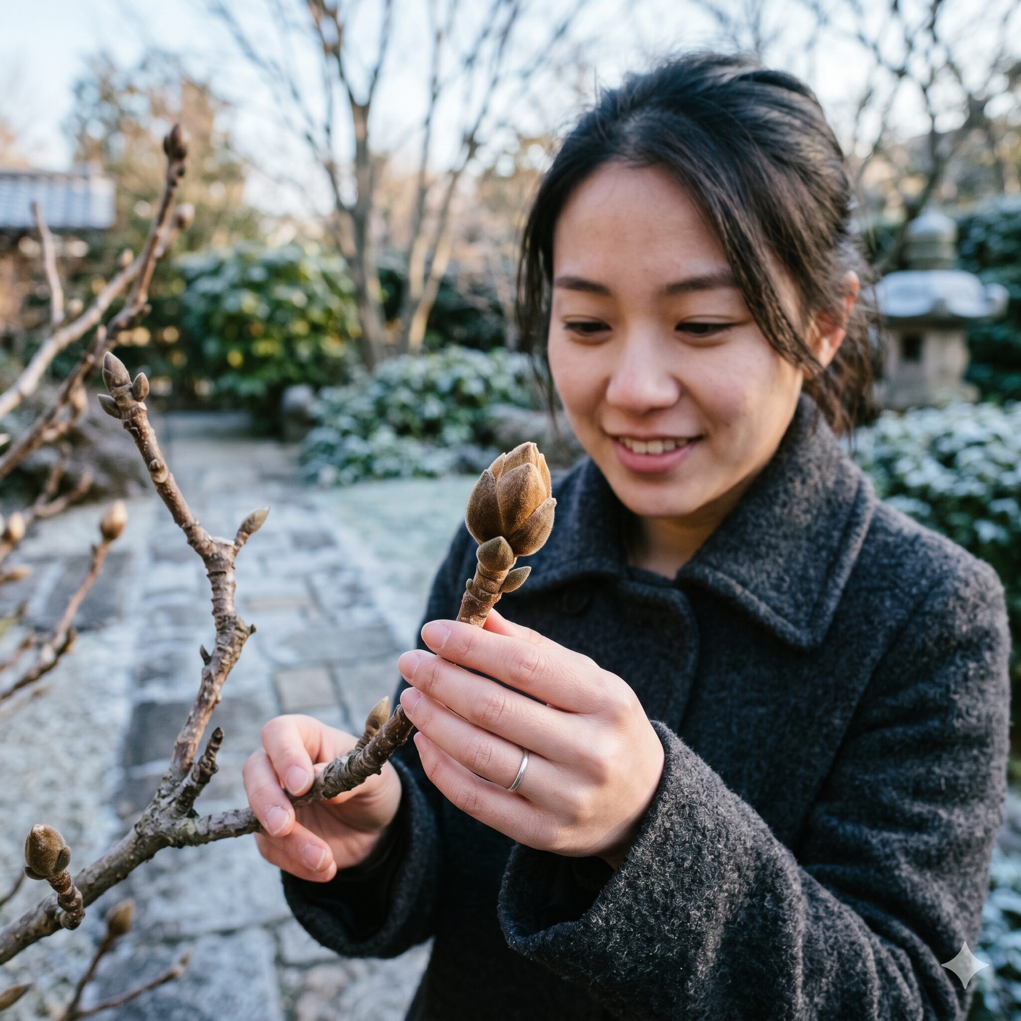 紫陽花を植える時期4　紫陽花を植える時期として最も安全な11月から3月の休眠期のアジサイの枝と花芽