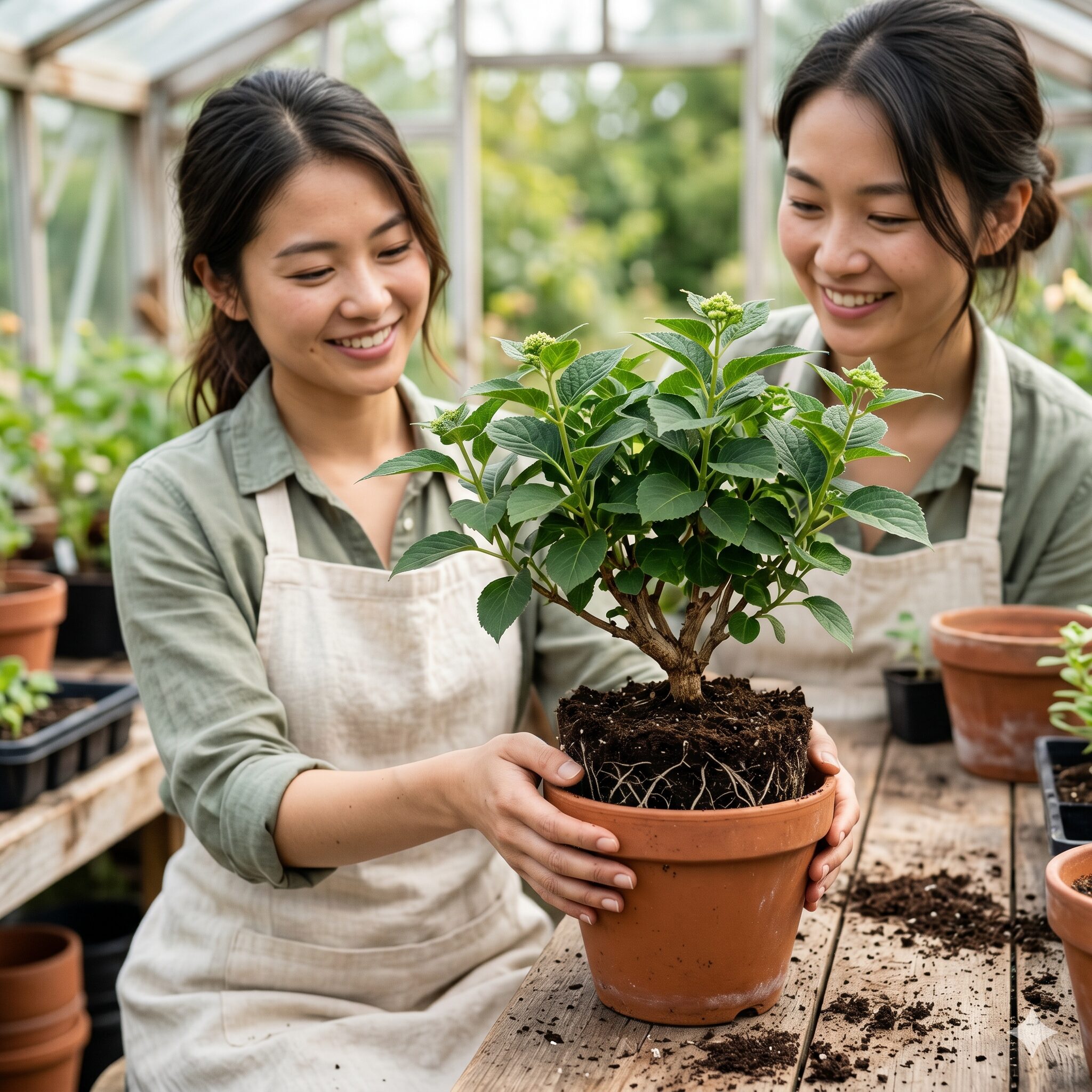 アナベル コンパクト4　根張りが安定し、お庭への定植に適した5号サイズのアナベルコンパクトの健全なポット苗 